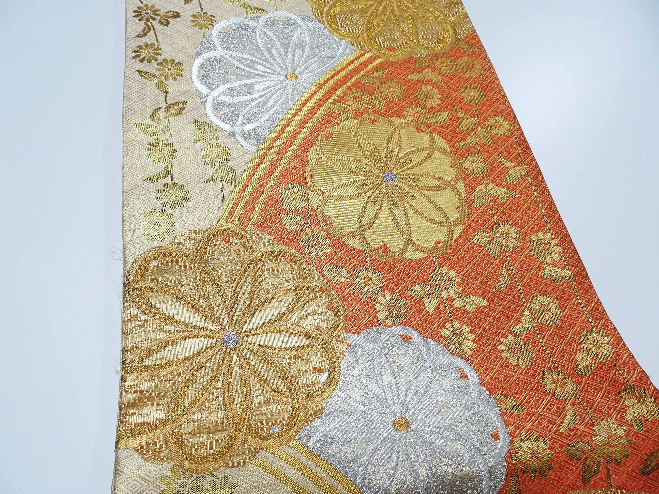 Japanese Kimono Silk Fukuro Obi Saganishiki Honba Chikuzen Hakataori 11191