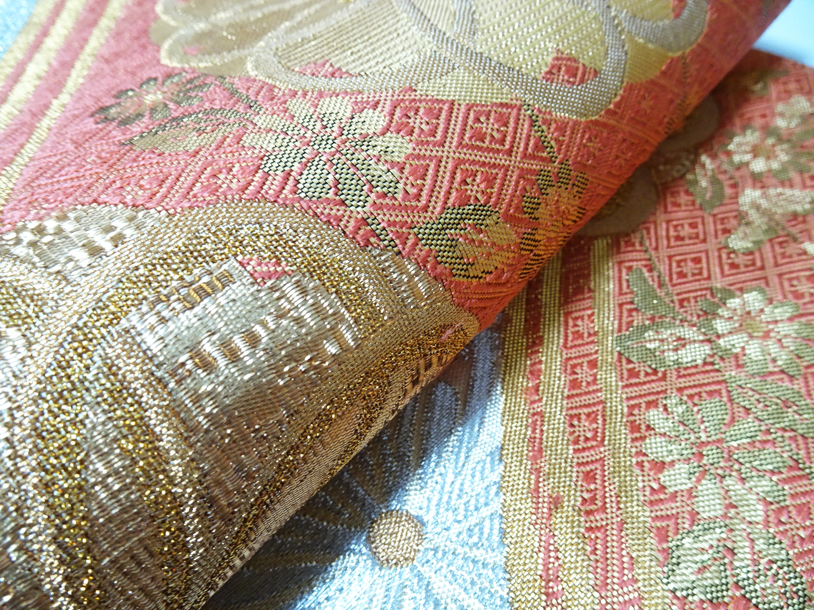 Japanese Kimono Silk Fukuro Obi Saganishiki Honba Chikuzen Hakataori 11191