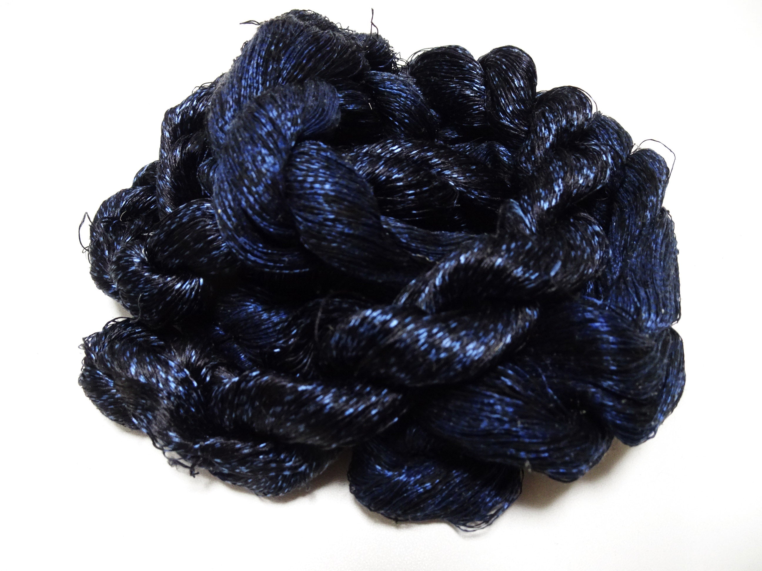 Japanese Vintage Super Rare Indigo Mud Dyeing kasuri loose Twisted Silk Thread Sets Embroidery & weave 13403