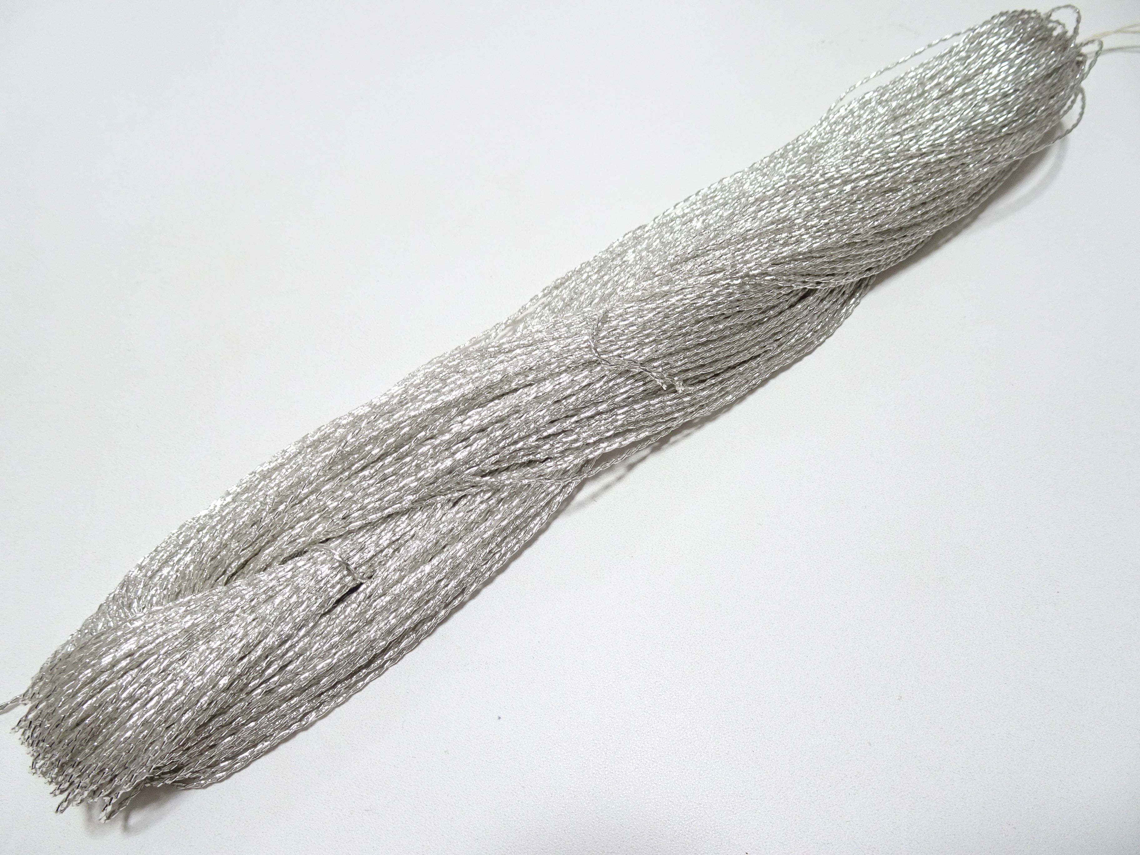 Japanese vintage rare Double Twist high class real silver leaf thread embroidery 8638