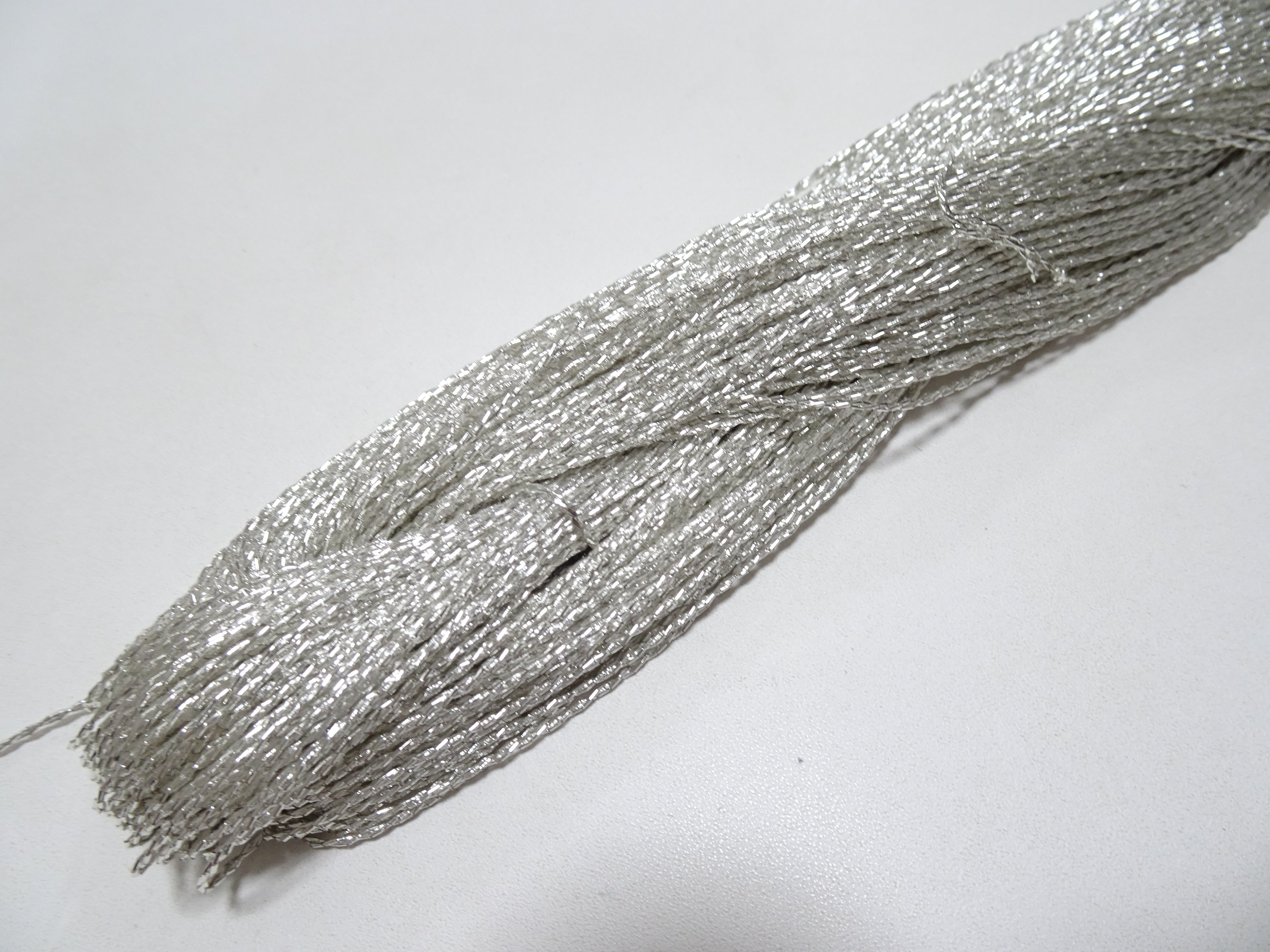 Japanese vintage rare Double Twist high class real silver leaf thread embroidery 8638