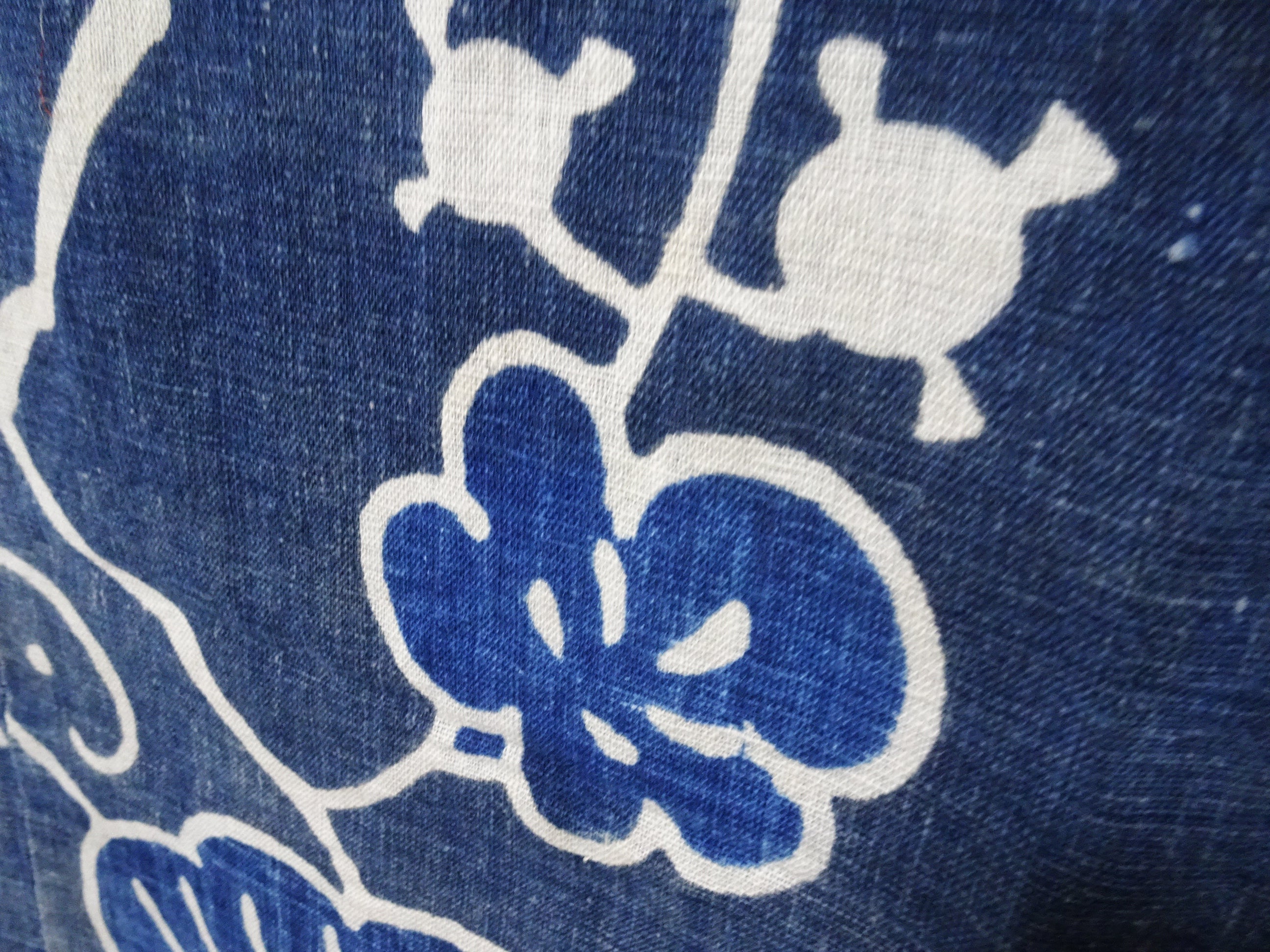 Japanese Antique Cotton Boro Ranru Tsutsugaki Sashiko kasuri Indigo dye Fabric 11608