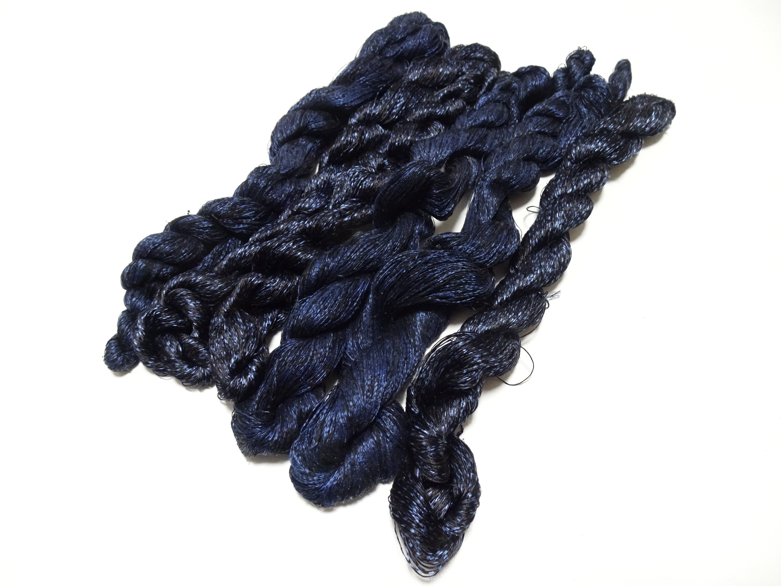 Japanese Vintage Super Rare Indigo Mud Dyeing kasuri loose Twisted Silk Thread Sets Embroidery & weave 13403