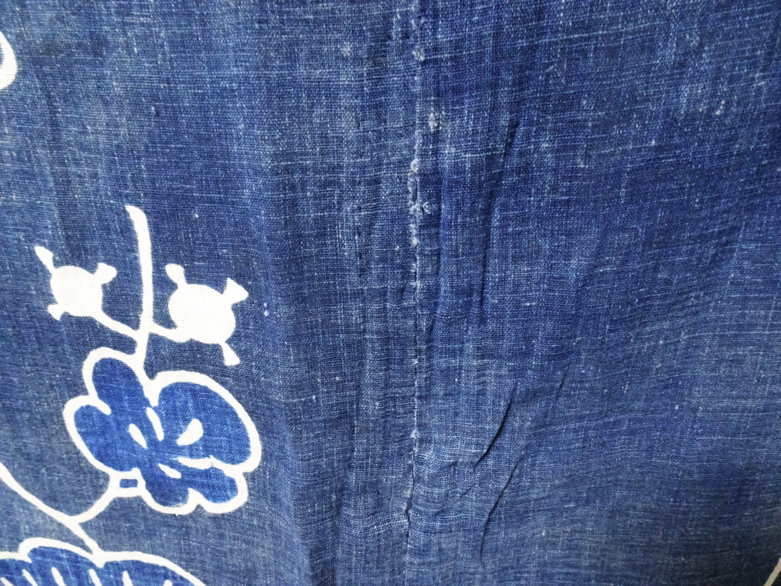 Japanese Antique Cotton Boro Ranru Tsutsugaki Sashiko kasuri Indigo dye Fabric 11608