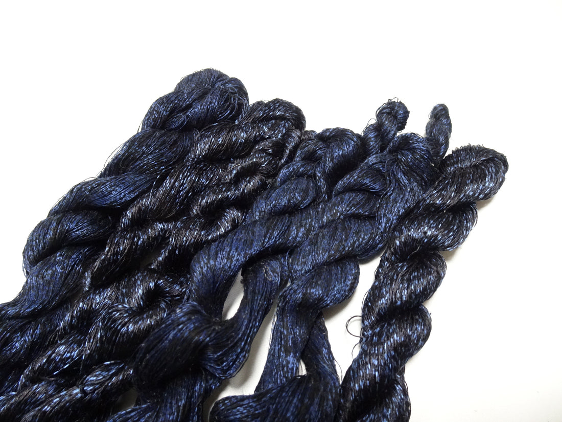 Japanese Vintage Super Rare Indigo Mud Dyeing kasuri loose Twisted Silk Thread Sets Embroidery & weave 13403