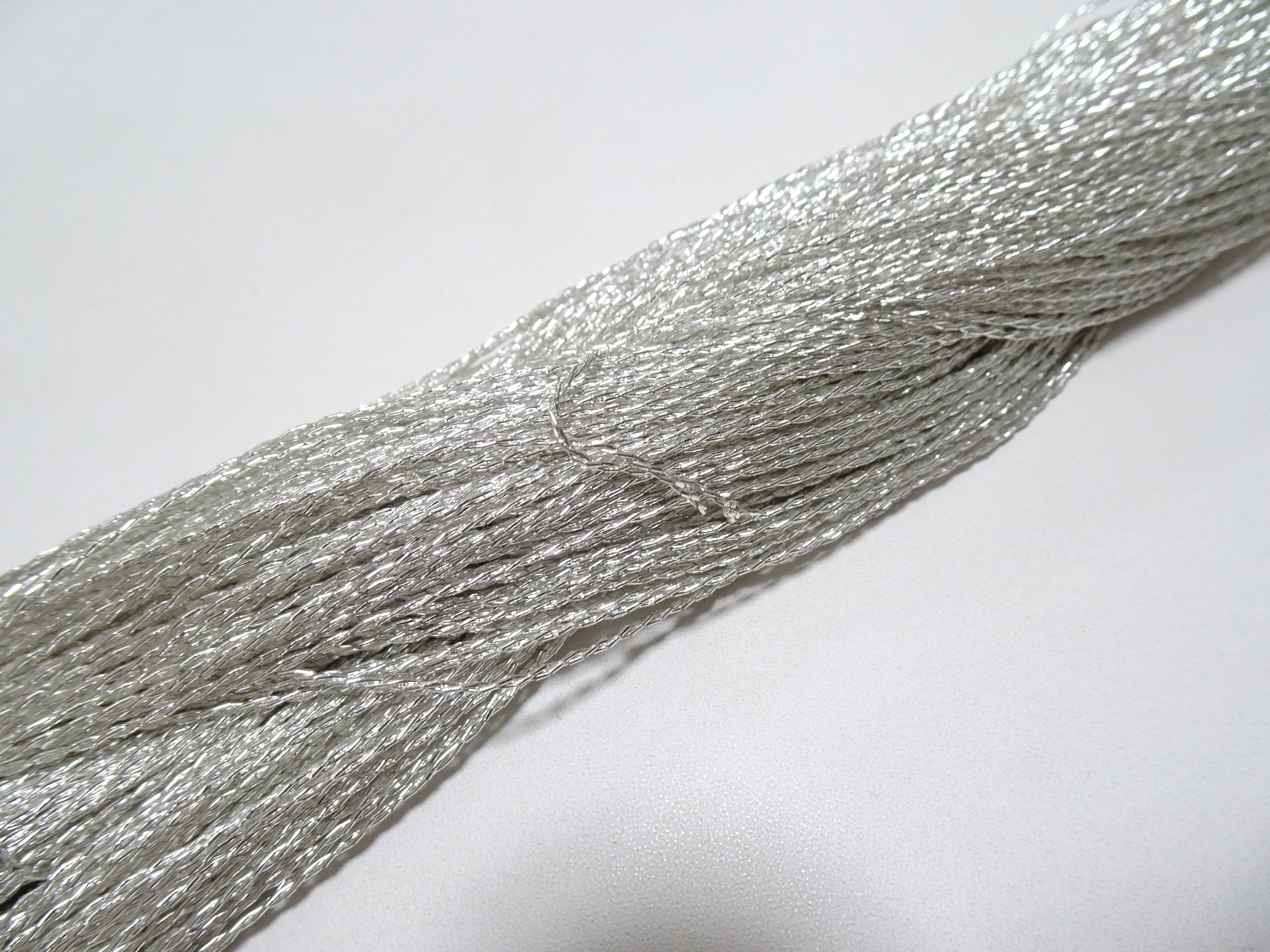 Japanese vintage rare Double Twist high class real silver leaf thread embroidery 8638