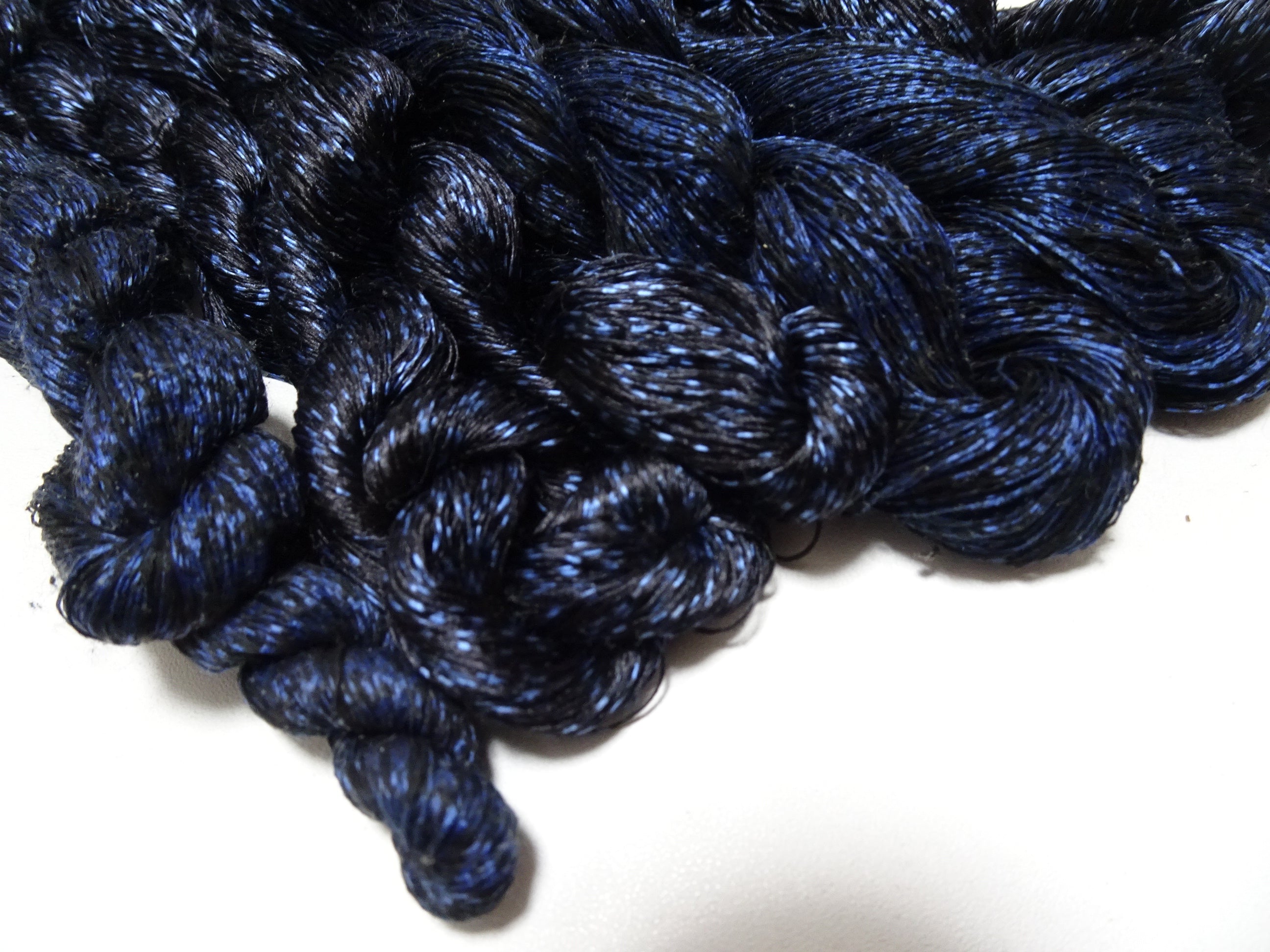 Japanese Vintage Super Rare Indigo Mud Dyeing kasuri loose Twisted Silk Thread Sets Embroidery & weave 13403