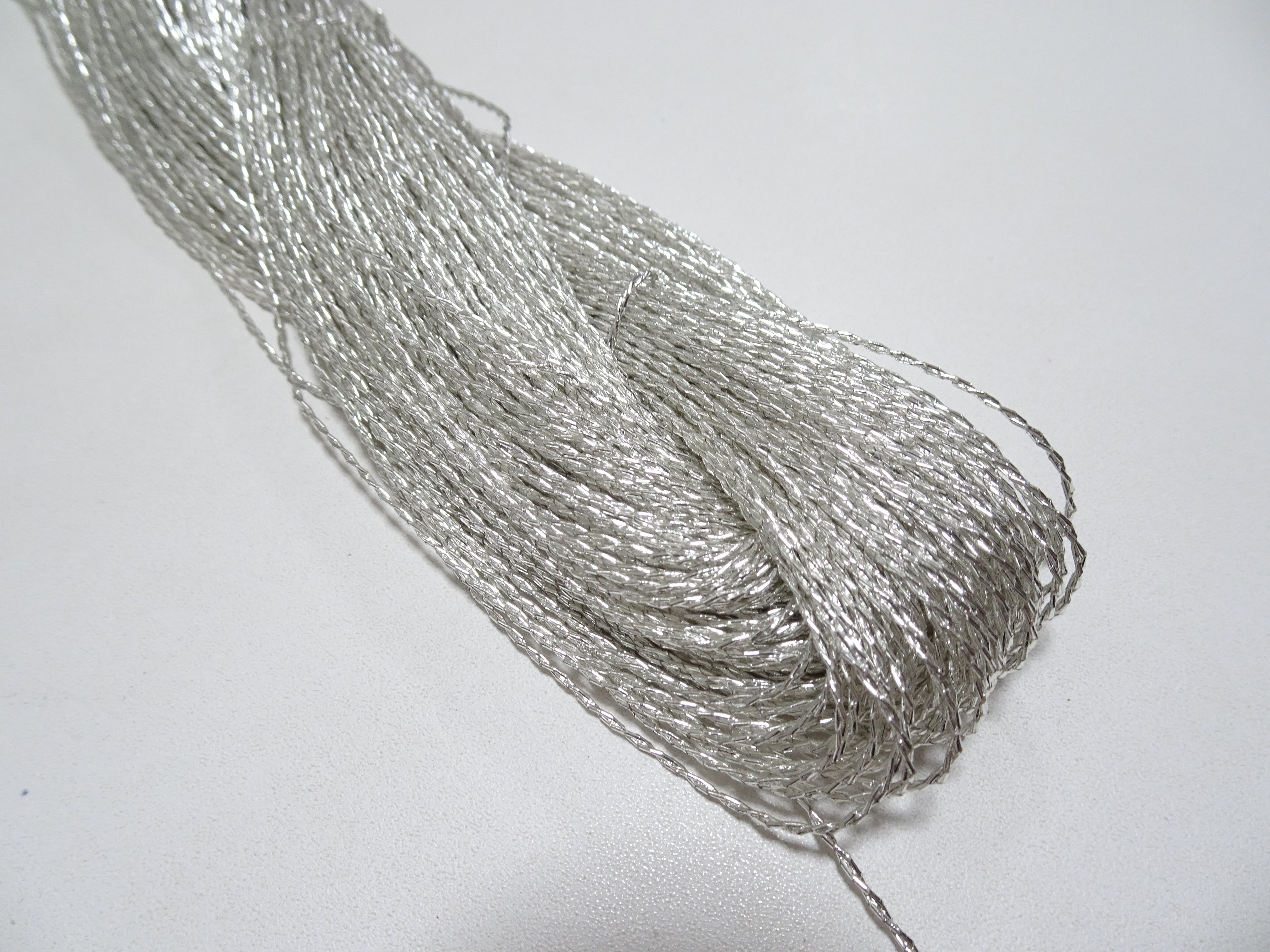 Japanese vintage rare Double Twist high class real silver leaf thread embroidery 8638