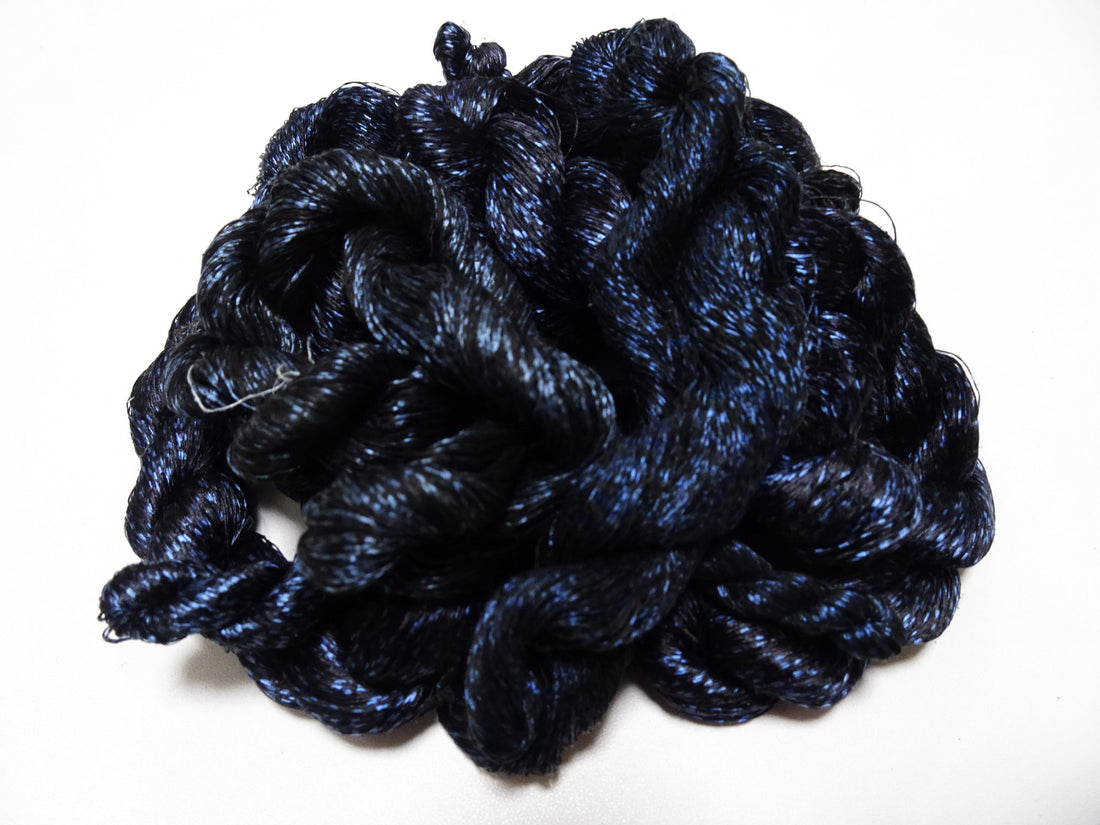 Japanese Vintage Super Rare Indigo Mud Dyeing kasuri loose Twisted Silk Thread Sets Embroidery & weave 13404
