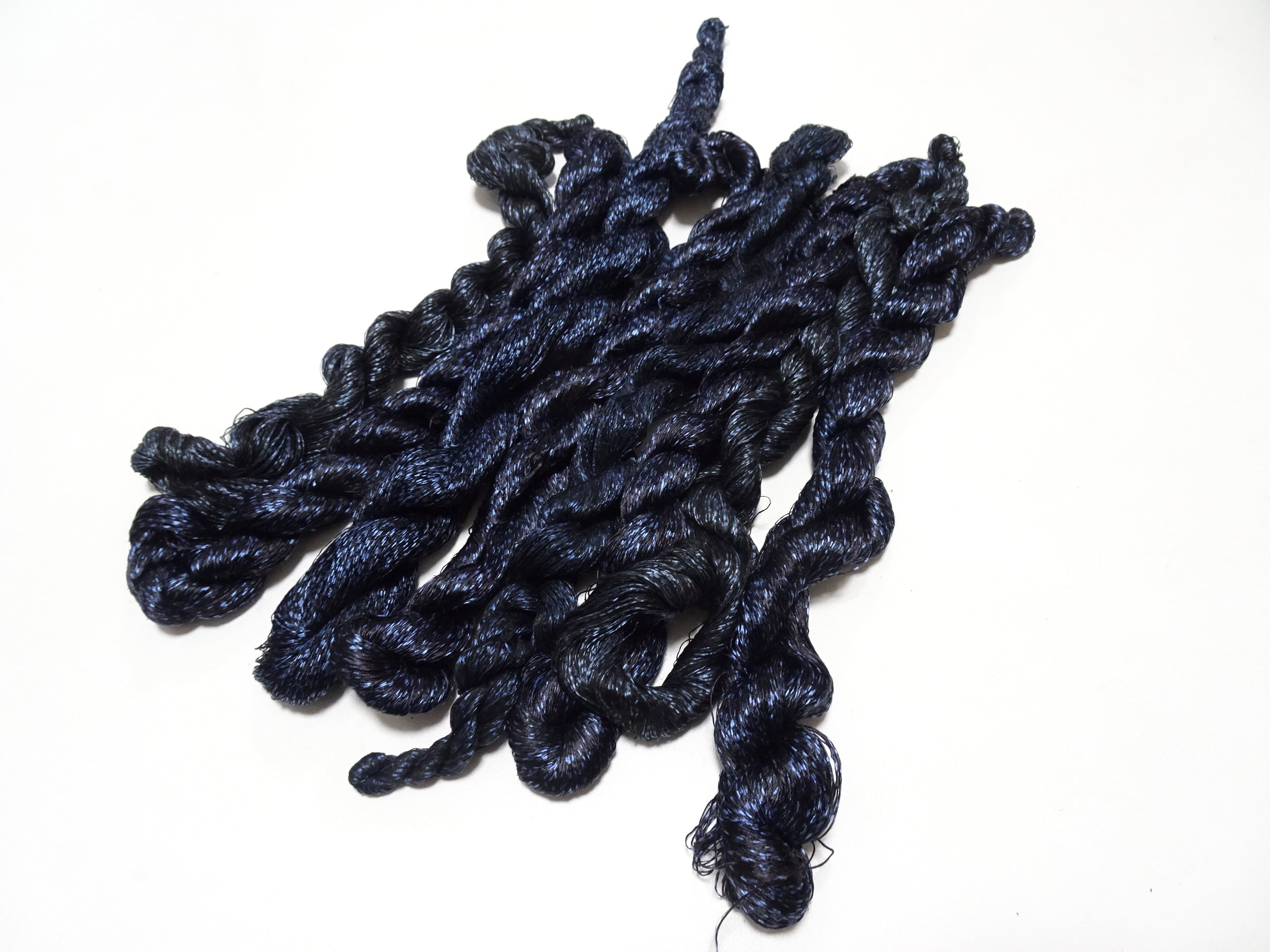 Japanese Vintage Super Rare Indigo Mud Dyeing kasuri loose Twisted Silk Thread Sets Embroidery & weave 13404