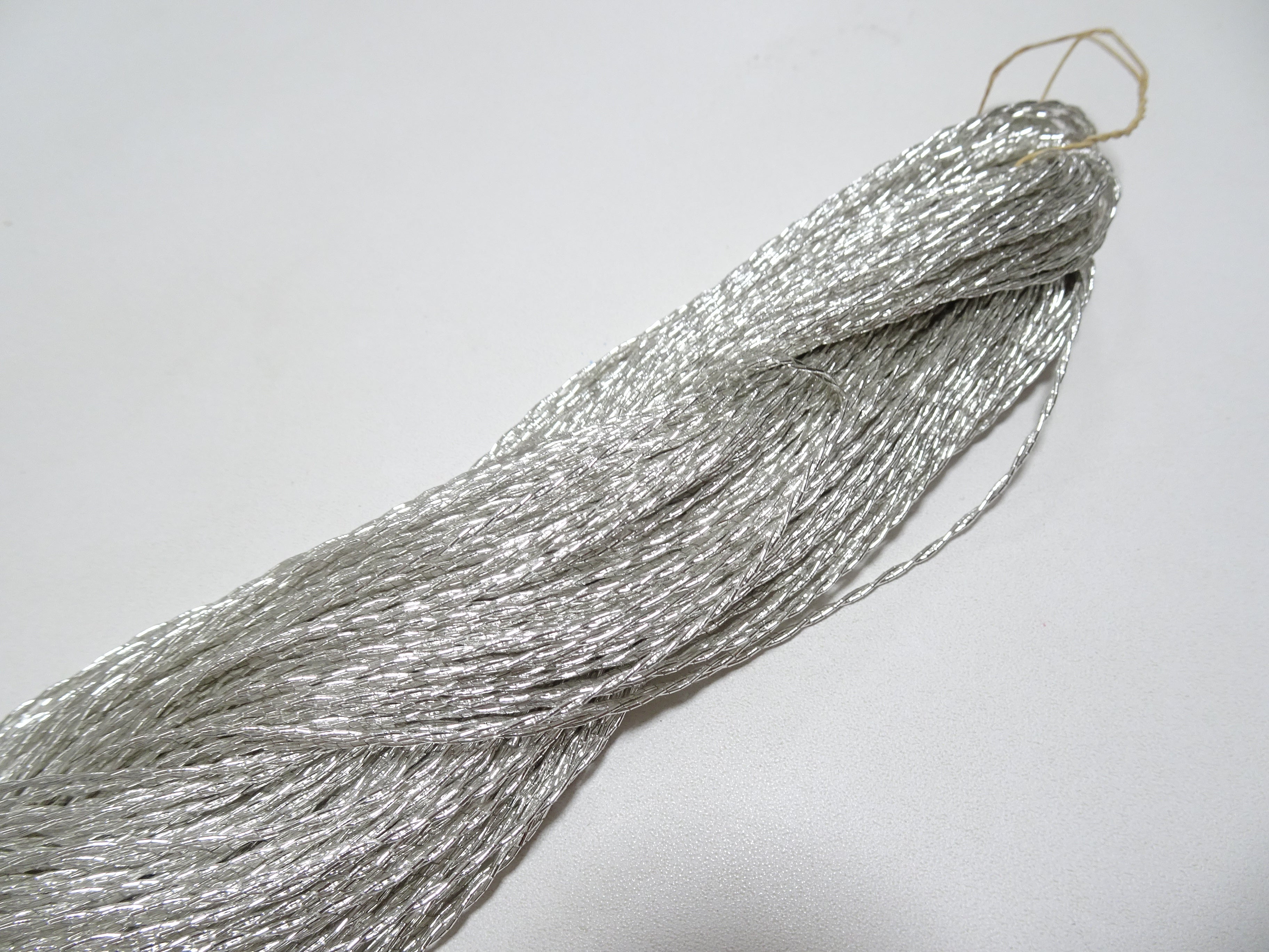 Japanese vintage rare Double Twist high class real silver leaf thread embroidery 8639