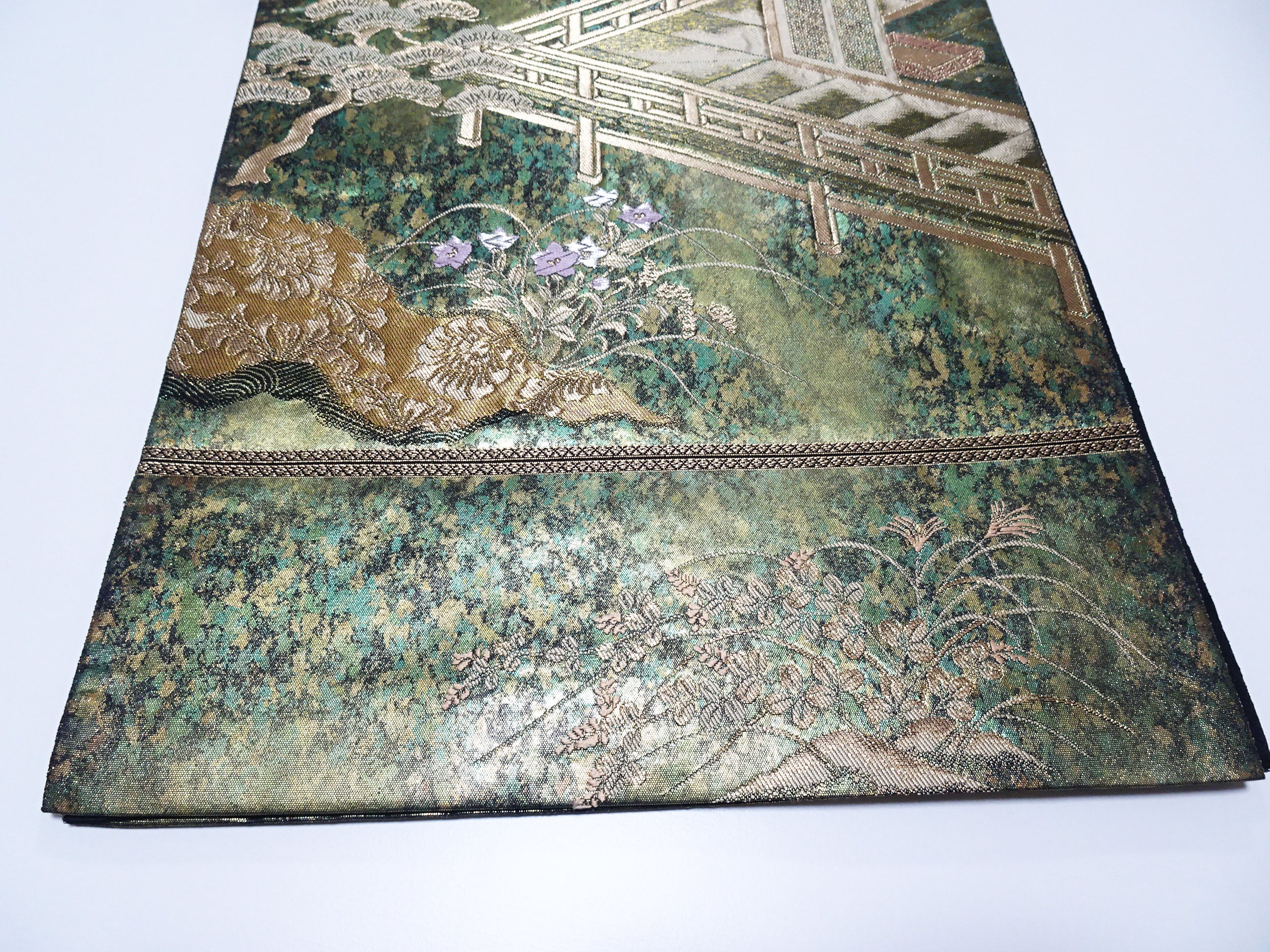 Japanese Kimono Silk Fukuro Obi Hikibaku The Palace and the Princess  Pattern 11766