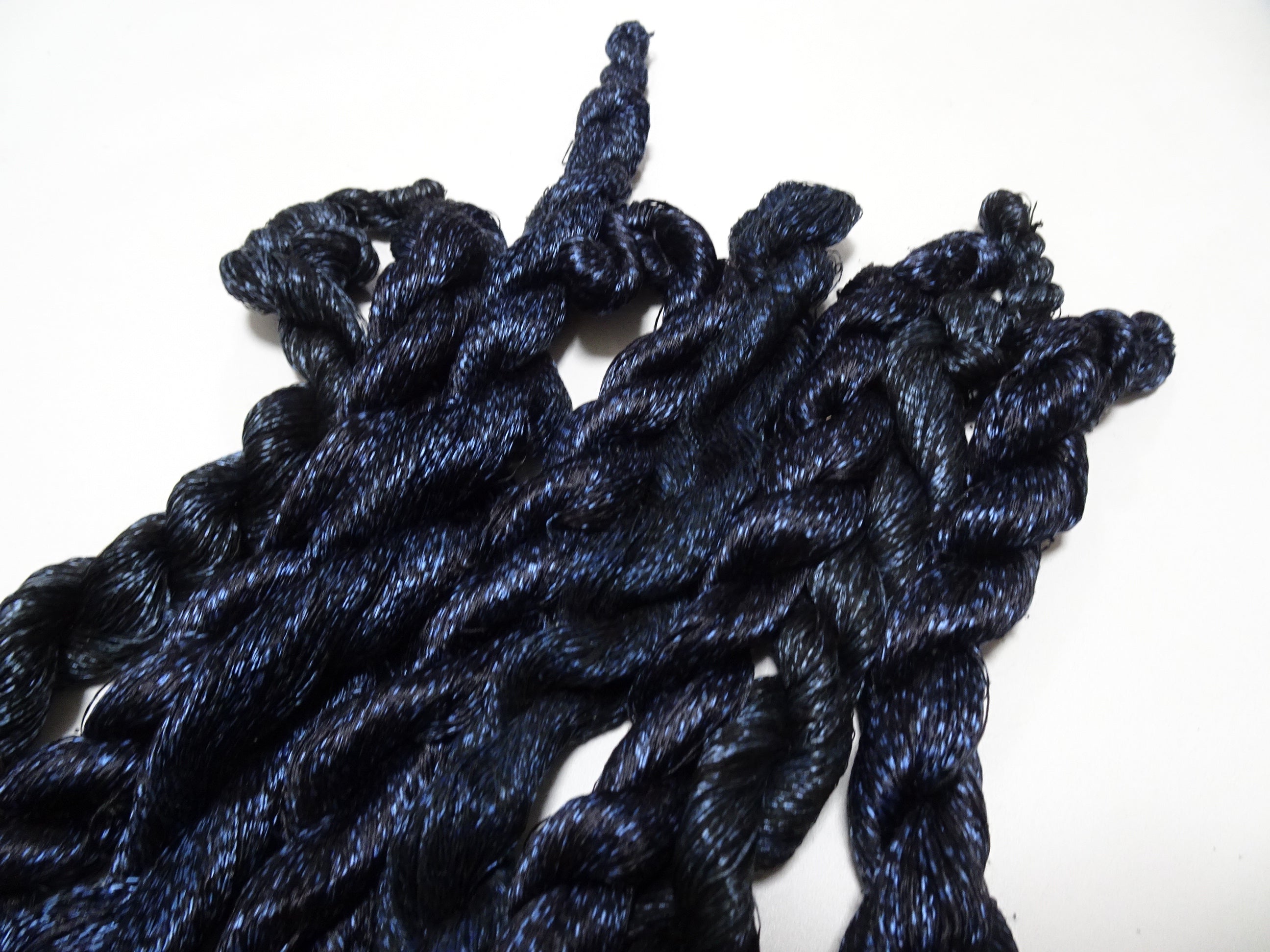 Japanese Vintage Super Rare Indigo Mud Dyeing kasuri loose Twisted Silk Thread Sets Embroidery & weave 13404