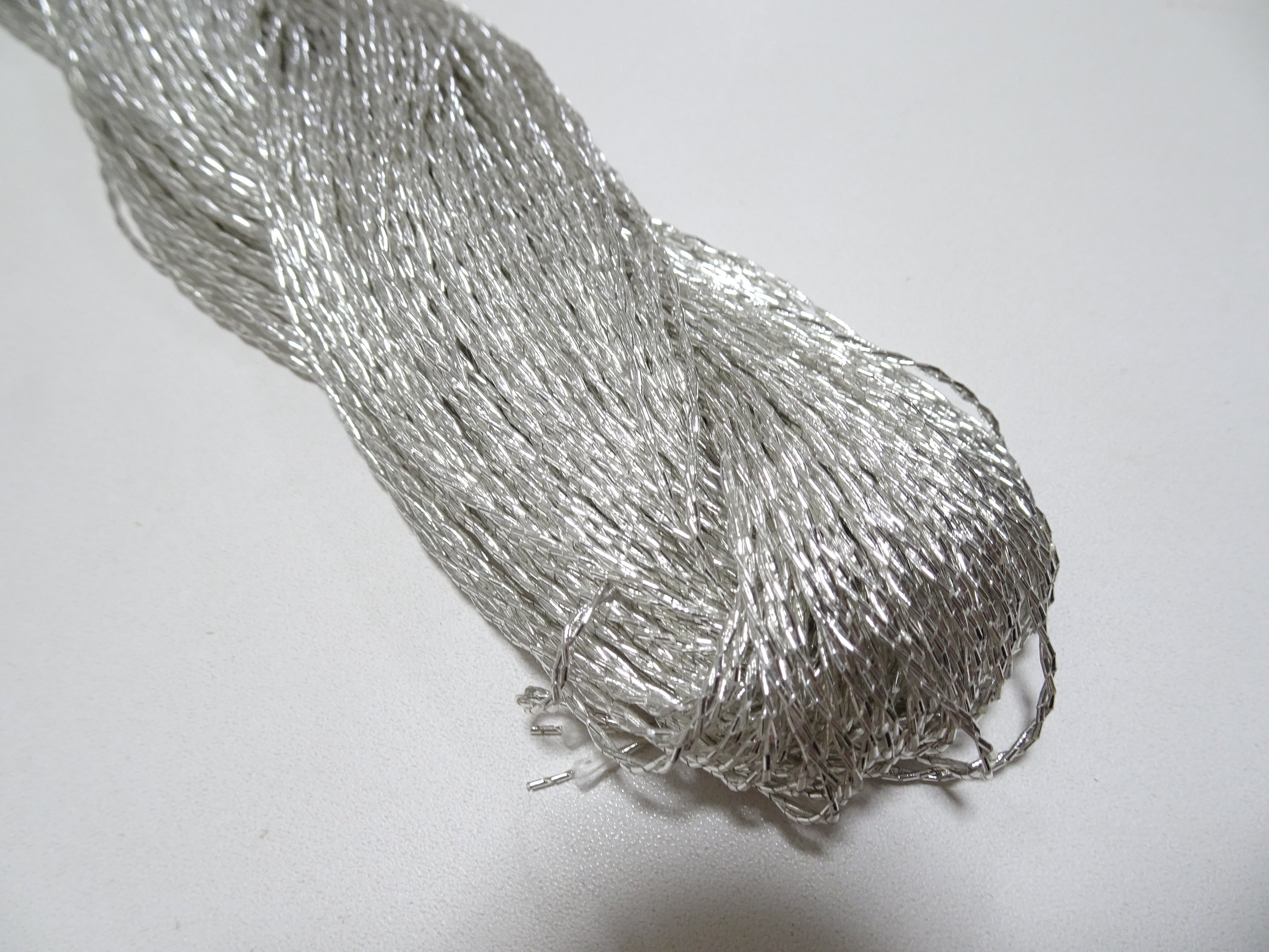 Japanese vintage rare Double Twist high class real silver leaf thread embroidery 8639