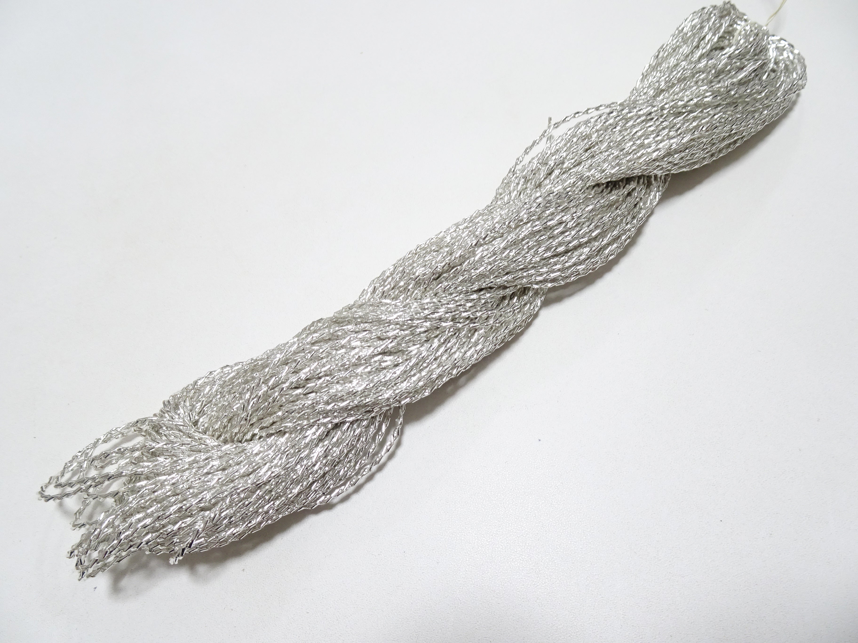 Japanese vintage rare Double Twist high class real silver leaf thread embroidery 8640