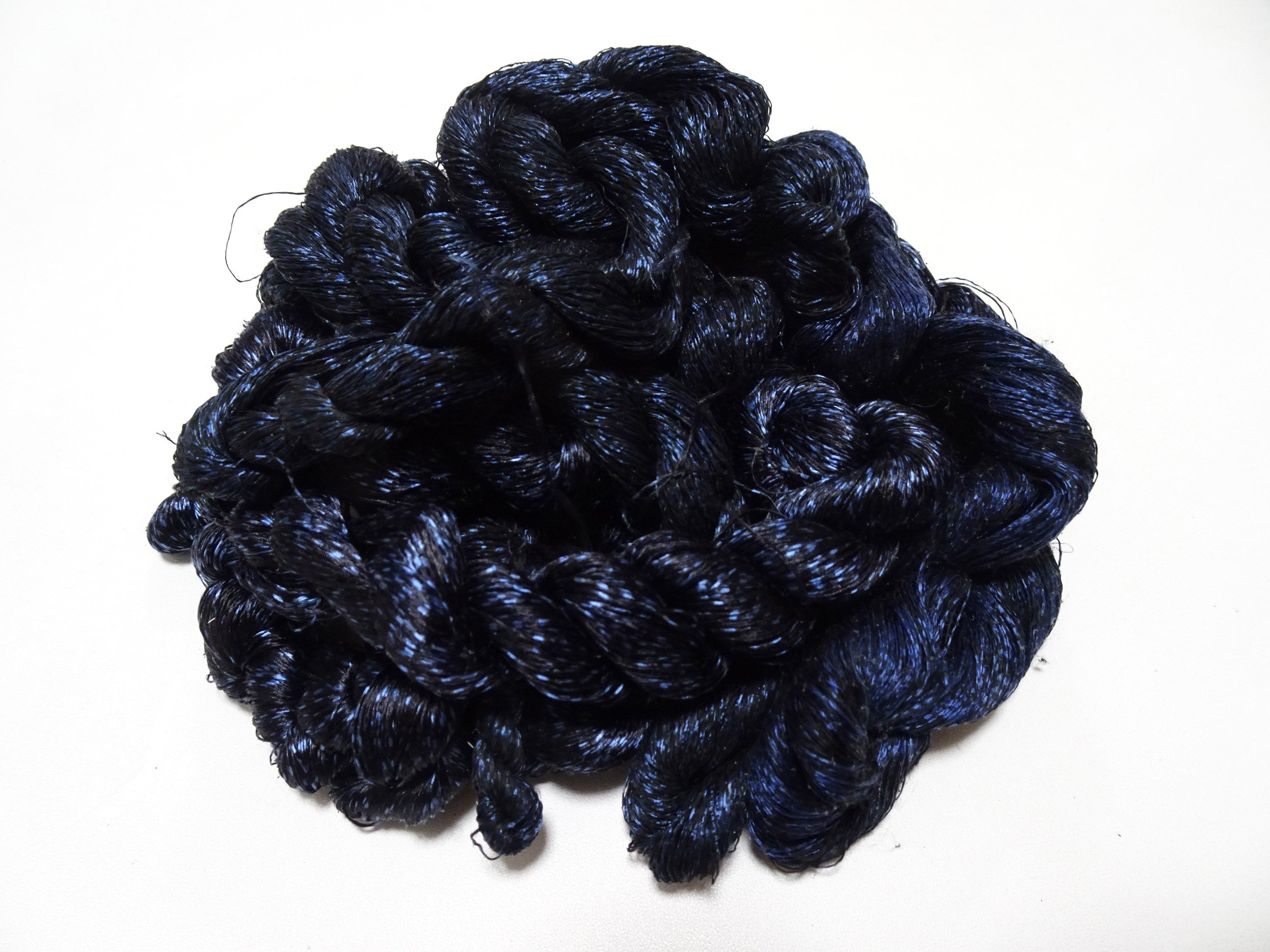 Japanese Vintage Super Rare Indigo Mud Dyeing kasuri loose Twisted Silk Thread Sets Embroidery & weave 13405