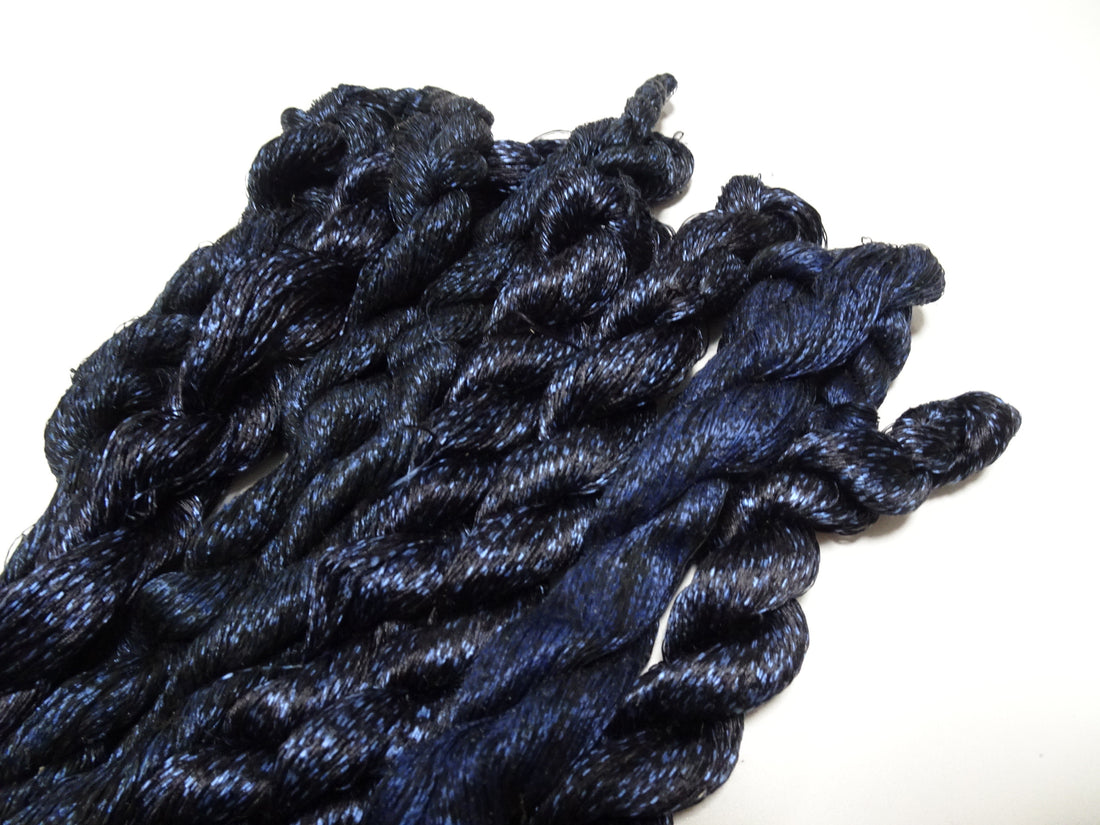 Japanese Vintage Super Rare Indigo Mud Dyeing kasuri loose Twisted Silk Thread Sets Embroidery & weave 13405