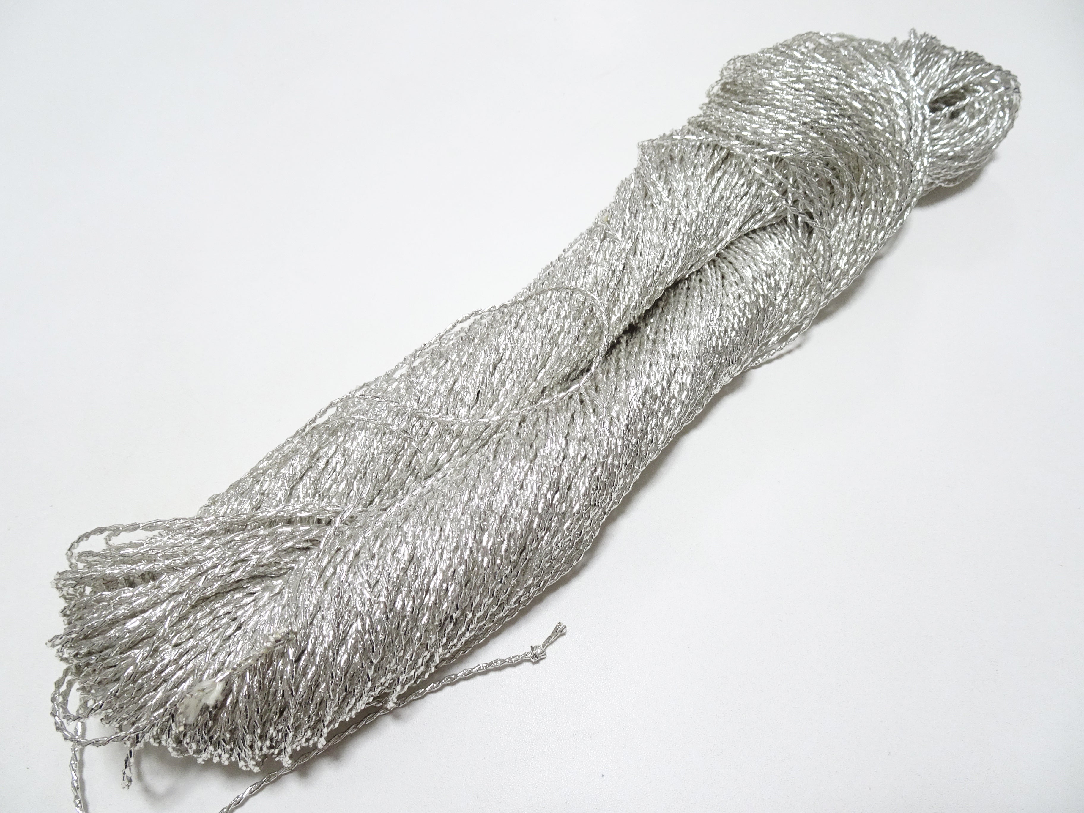 Japanese vintage rare Double Twist high class real silver leaf thread embroidery 8641