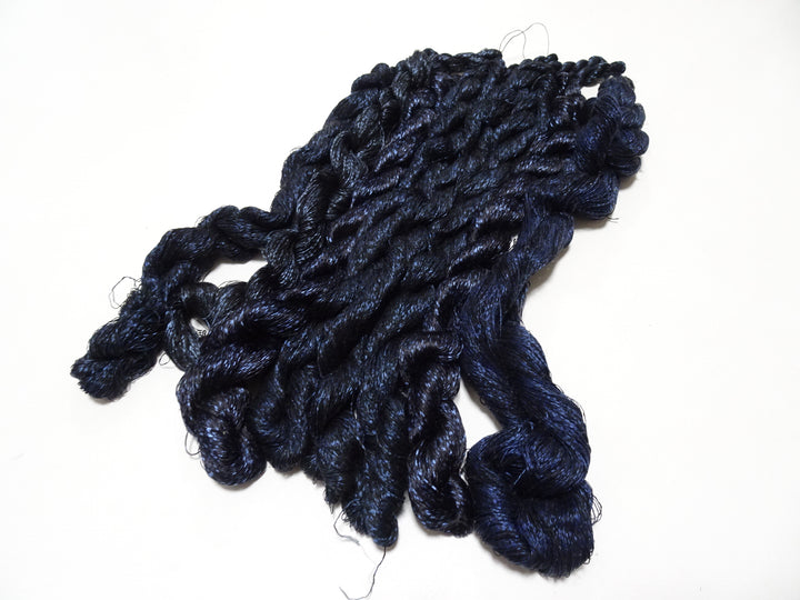 Japanese Vintage Super Rare Indigo Mud Dyeing kasuri loose Twisted Silk Thread Sets Embroidery & weave 13406
