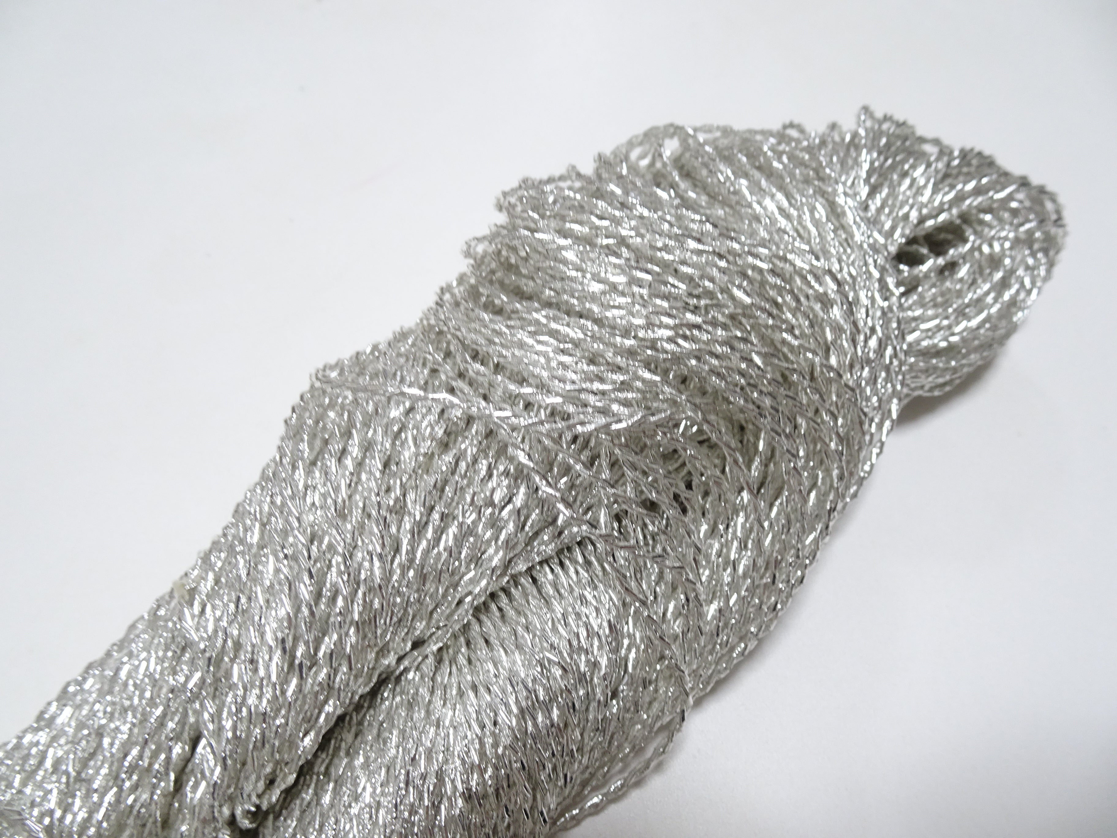 Japanese vintage rare Double Twist high class real silver leaf thread embroidery 8641