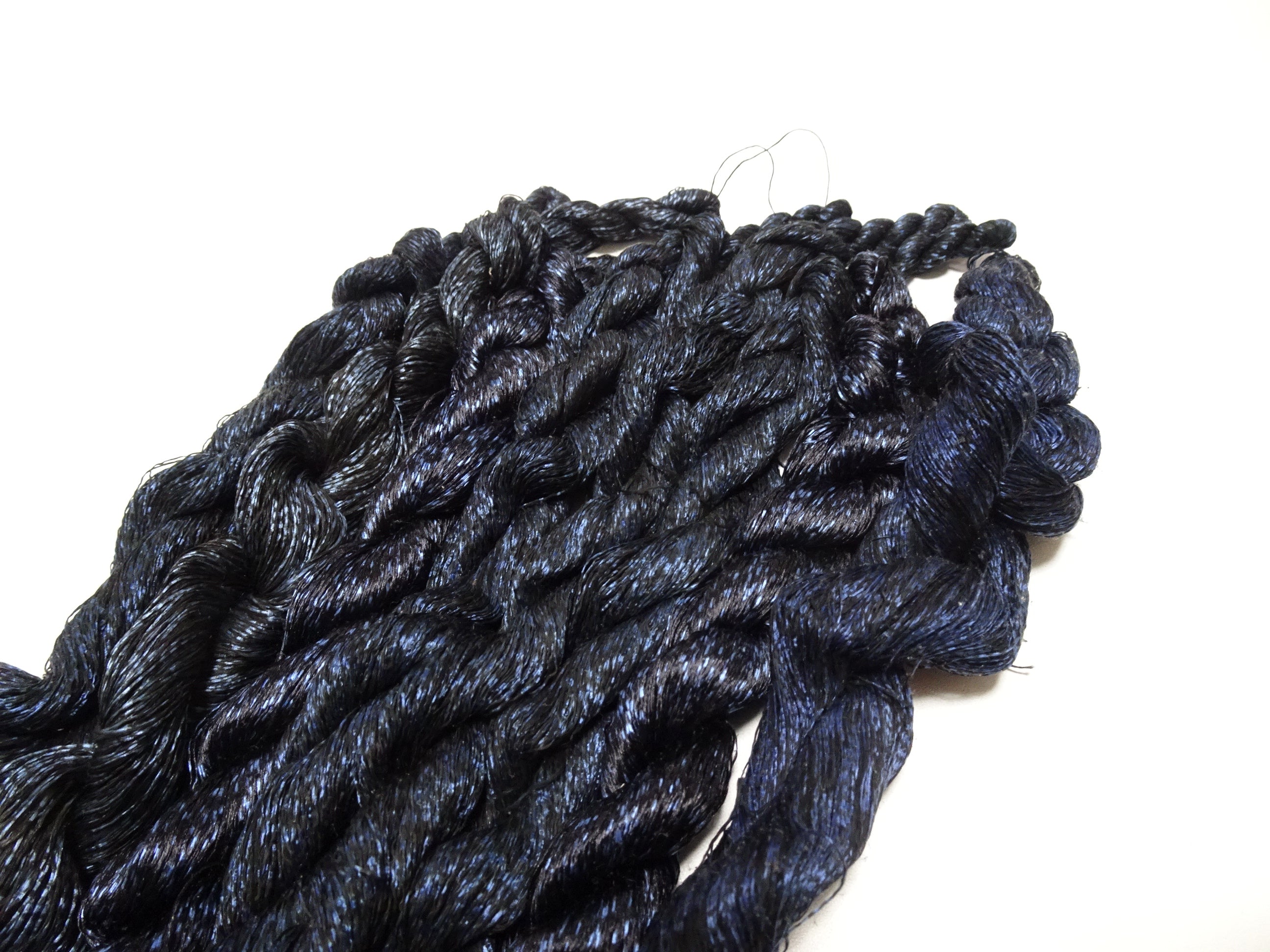 Japanese Vintage Super Rare Indigo Mud Dyeing kasuri loose Twisted Silk Thread Sets Embroidery & weave 13406