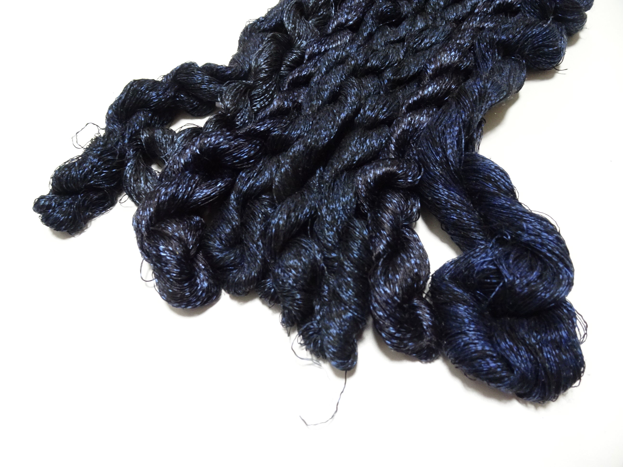 Japanese Vintage Super Rare Indigo Mud Dyeing kasuri loose Twisted Silk Thread Sets Embroidery & weave 13406