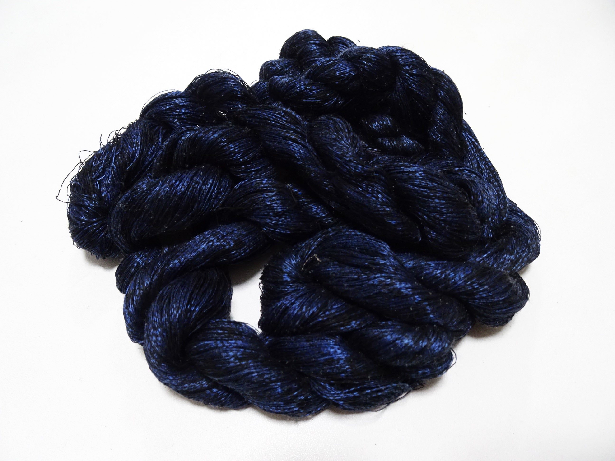 Japanese Vintage Super Rare Indigo Mud Dyeing kasuri loose Twisted Silk Thread Sets Embroidery & weave 13407