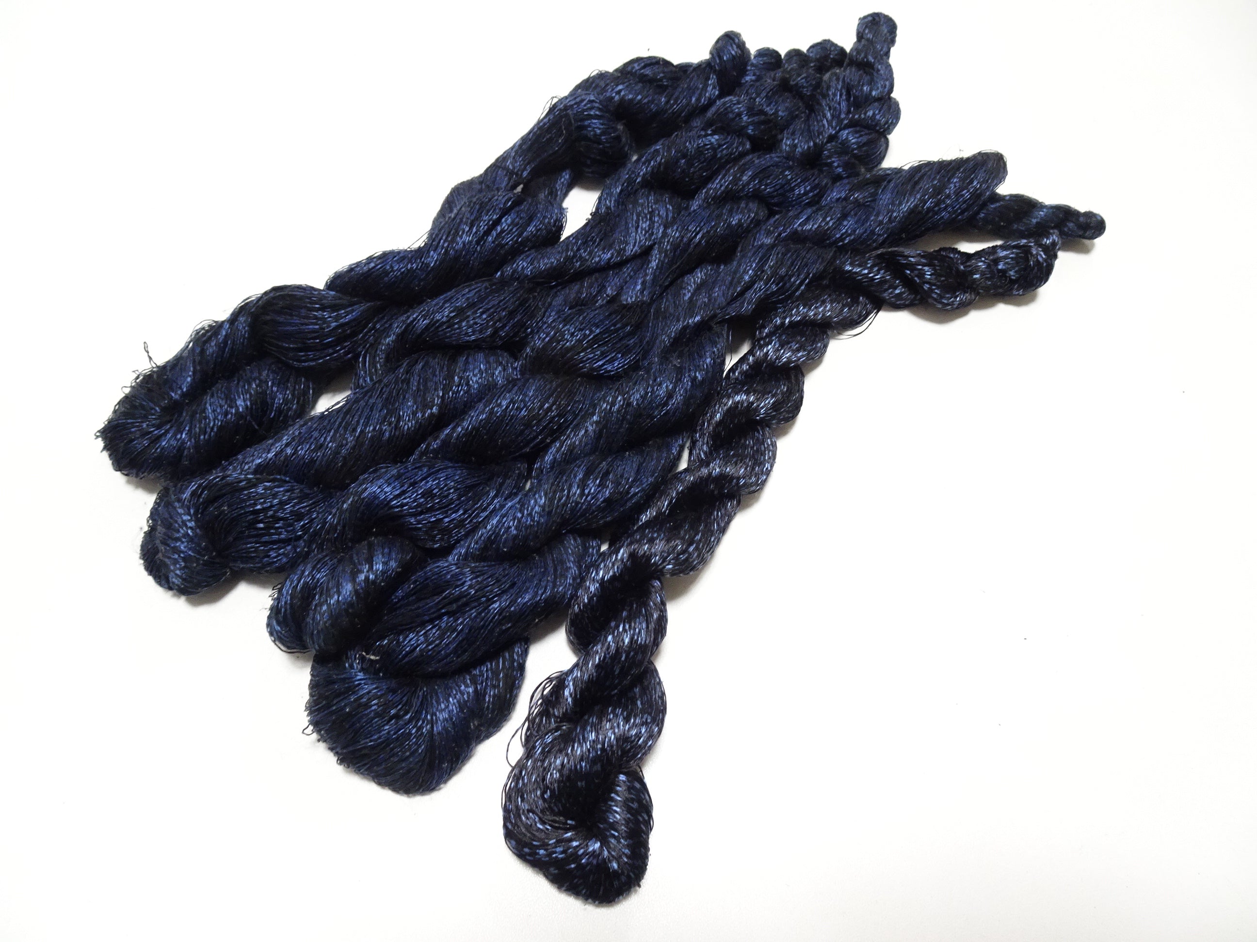 Japanese Vintage Super Rare Indigo Mud Dyeing kasuri loose Twisted Silk Thread Sets Embroidery & weave 13407
