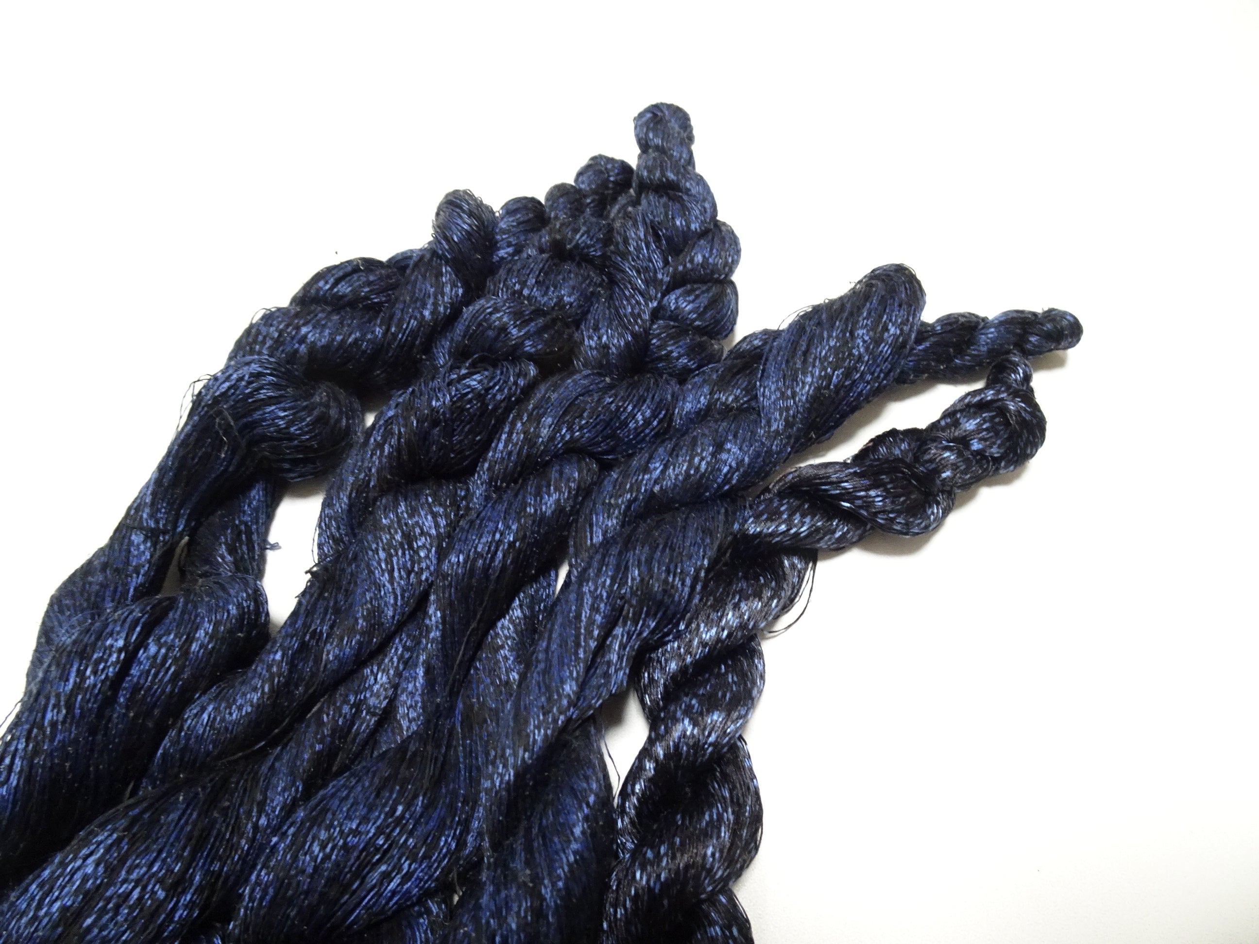 Japanese Vintage Super Rare Indigo Mud Dyeing kasuri loose Twisted Silk Thread Sets Embroidery & weave 13407