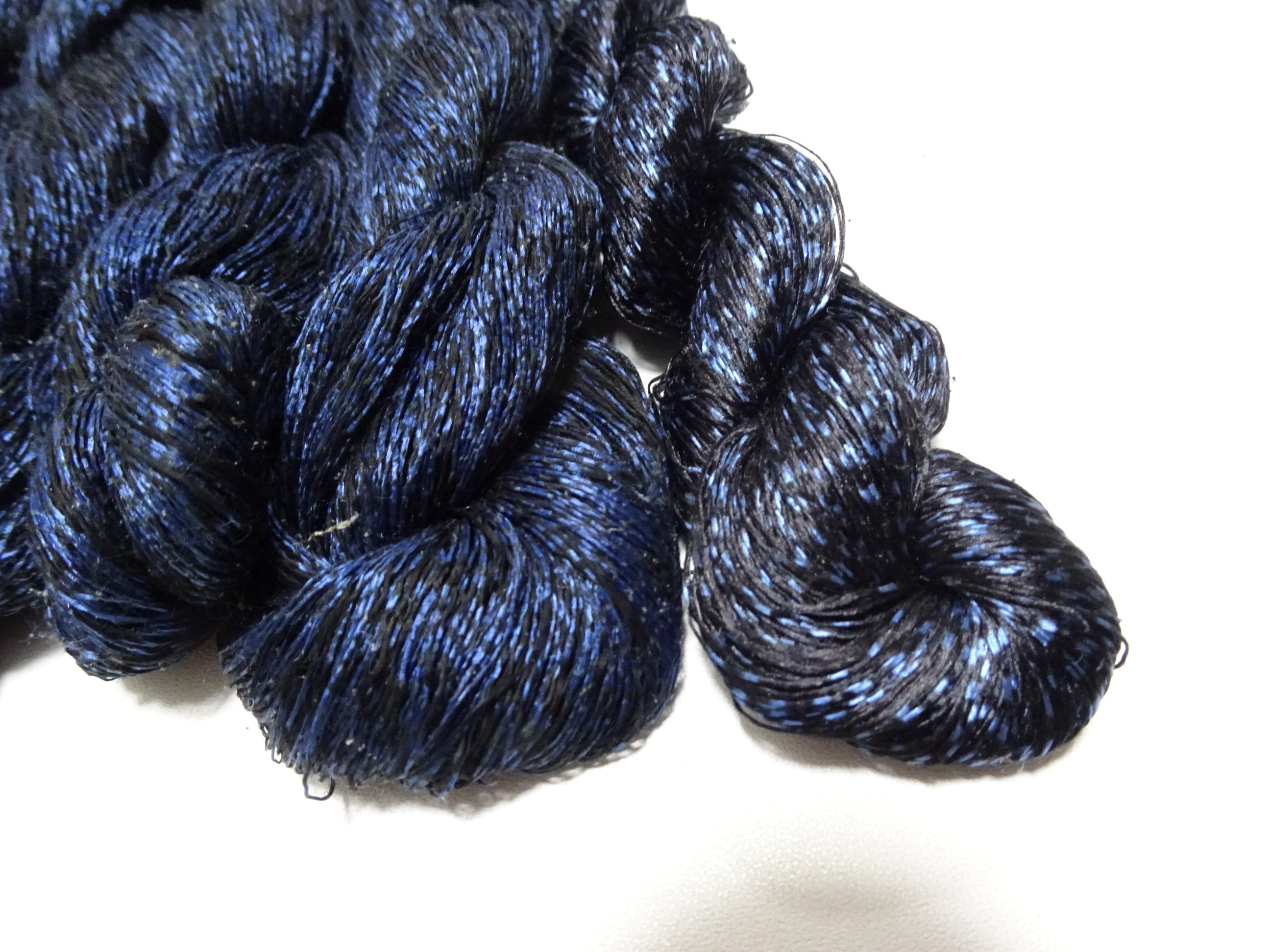 Japanese Vintage Super Rare Indigo Mud Dyeing kasuri loose Twisted Silk Thread Sets Embroidery & weave 13407