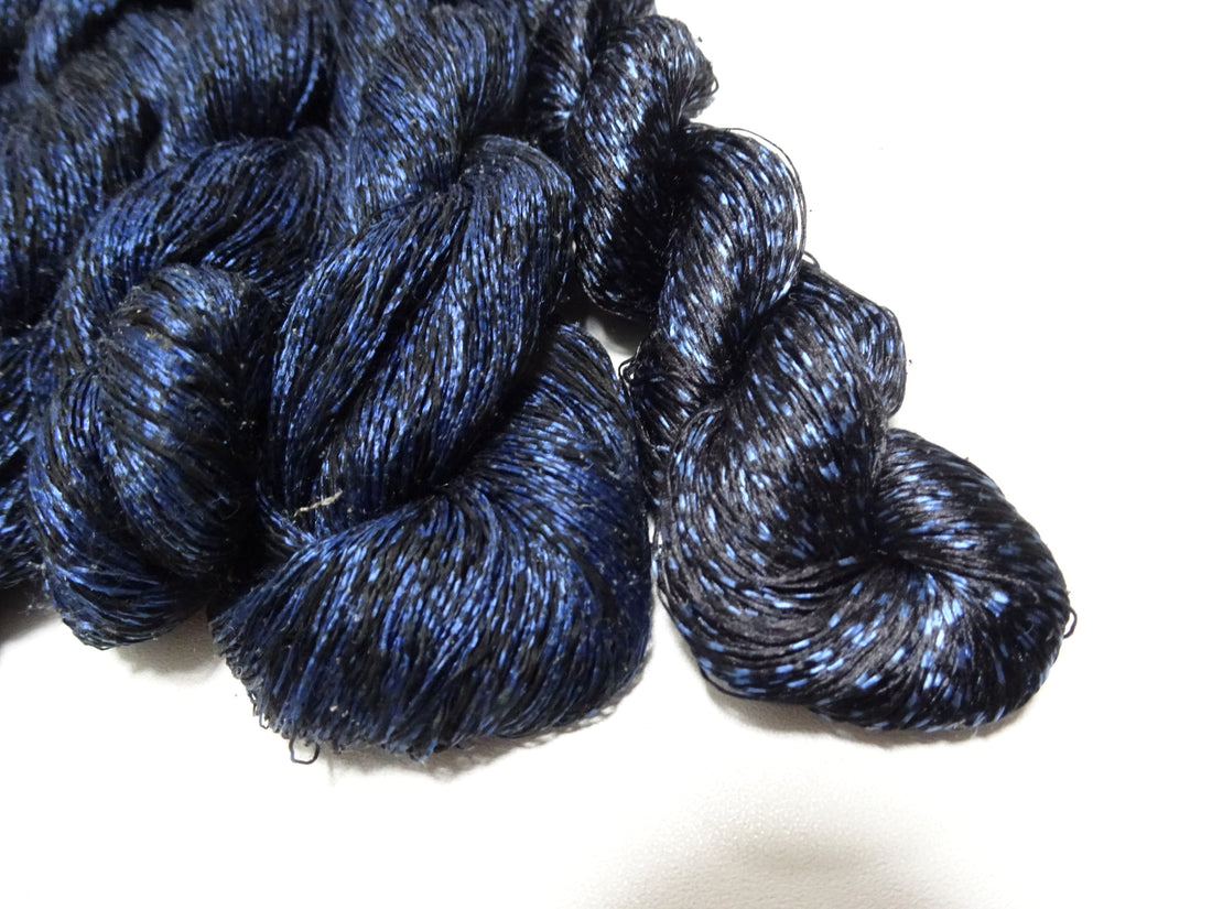 Japanese Vintage Super Rare Indigo Mud Dyeing kasuri loose Twisted Silk Thread Sets Embroidery & weave 13407