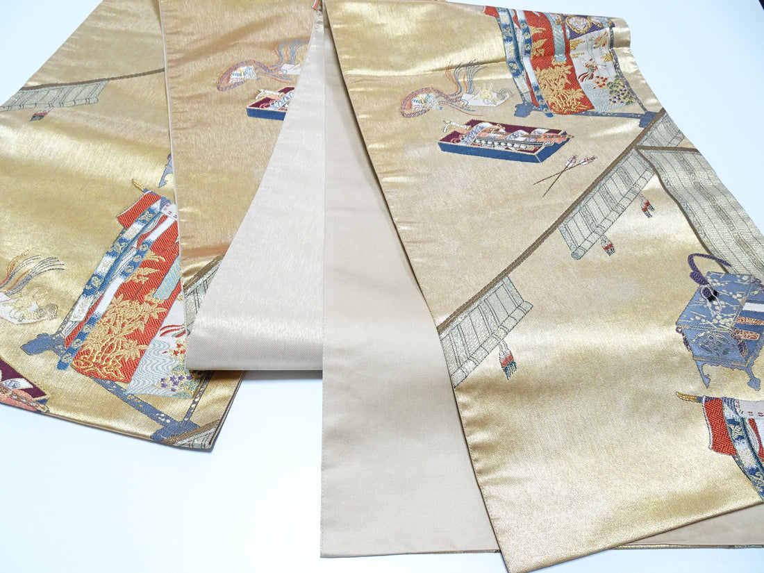 Japanese Kimono Silk Fukuro Woven Sword & Kimono (tagasode) Pattern 12178