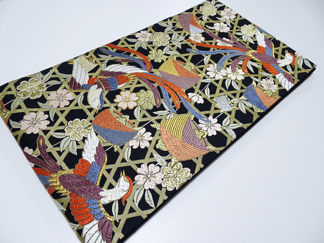 Japanese Kimono Silk Fukuro Karaori Woven cherry blossoms Pattern 12166