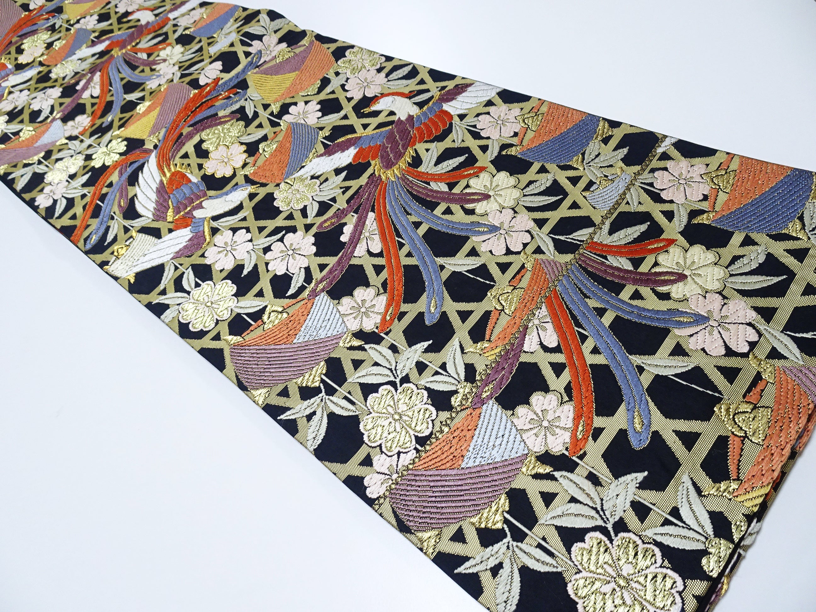 Japanese Kimono Silk Fukuro Karaori Woven cherry blossoms Pattern 12166