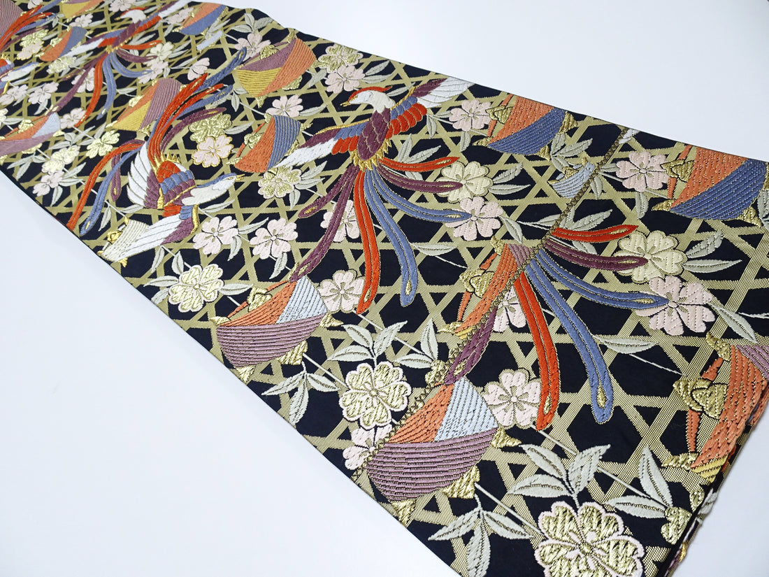 Japanese Kimono Silk Fukuro Karaori Woven cherry blossoms Pattern 12166