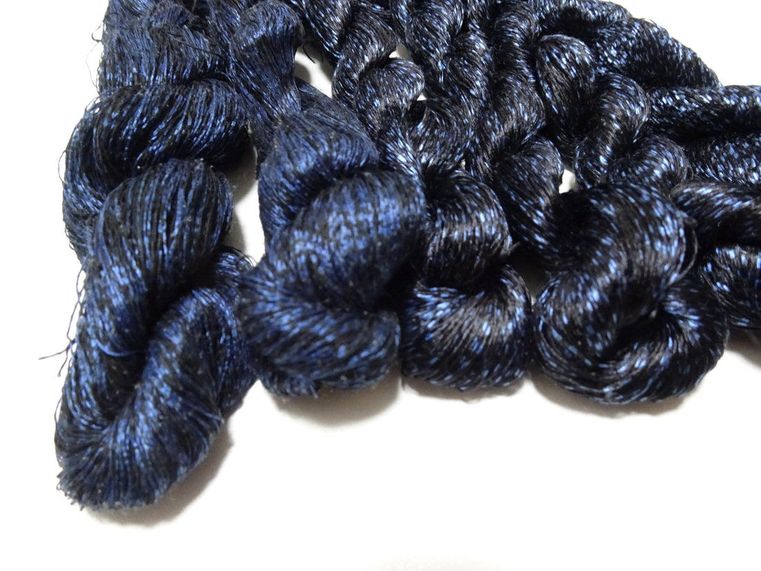 Japanese Vintage Super Rare Indigo Mud Dyeing kasuri loose Twisted Silk Thread Sets Embroidery & weave 13408