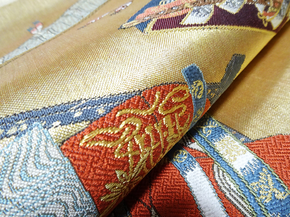 Japanese Kimono Silk Fukuro Woven Sword & Kimono (tagasode) Pattern 12178