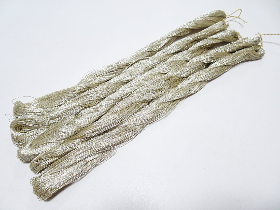 Japanese vintage rare Double Twist high class real silver leaf thread 5sets embroidery 12390