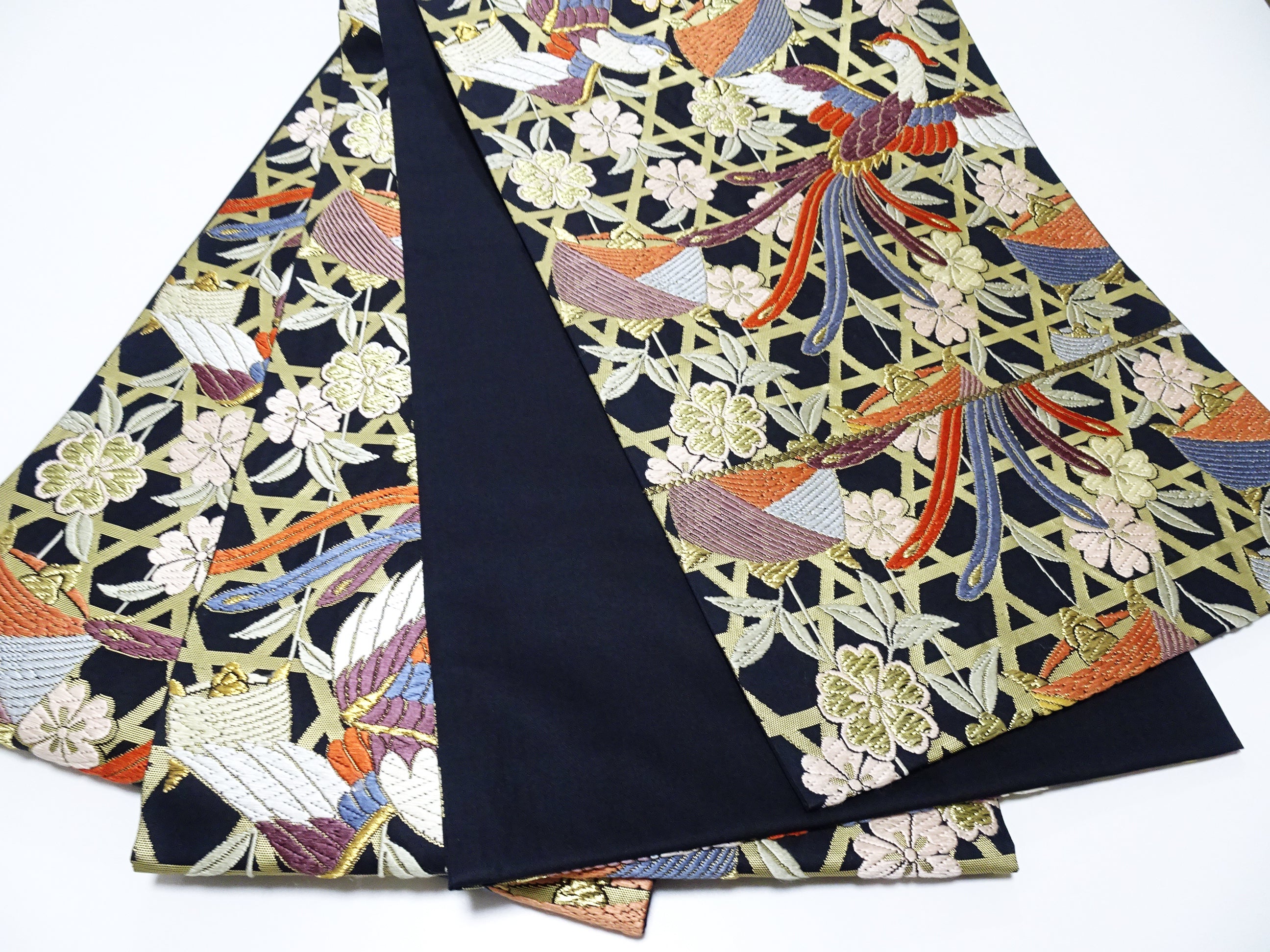 Japanese Kimono Silk Fukuro Karaori Woven cherry blossoms Pattern 12166