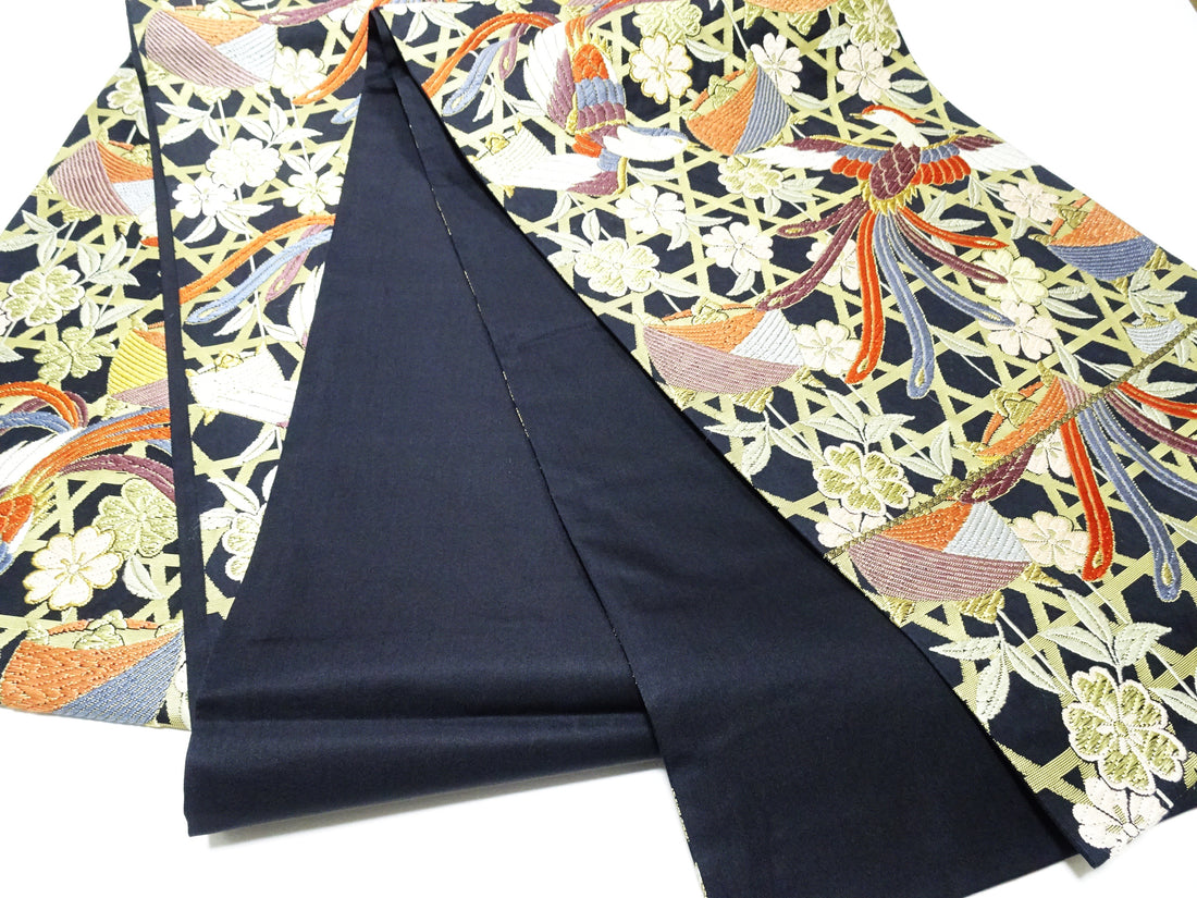 Japanese Kimono Silk Fukuro Karaori Woven cherry blossoms Pattern 12166