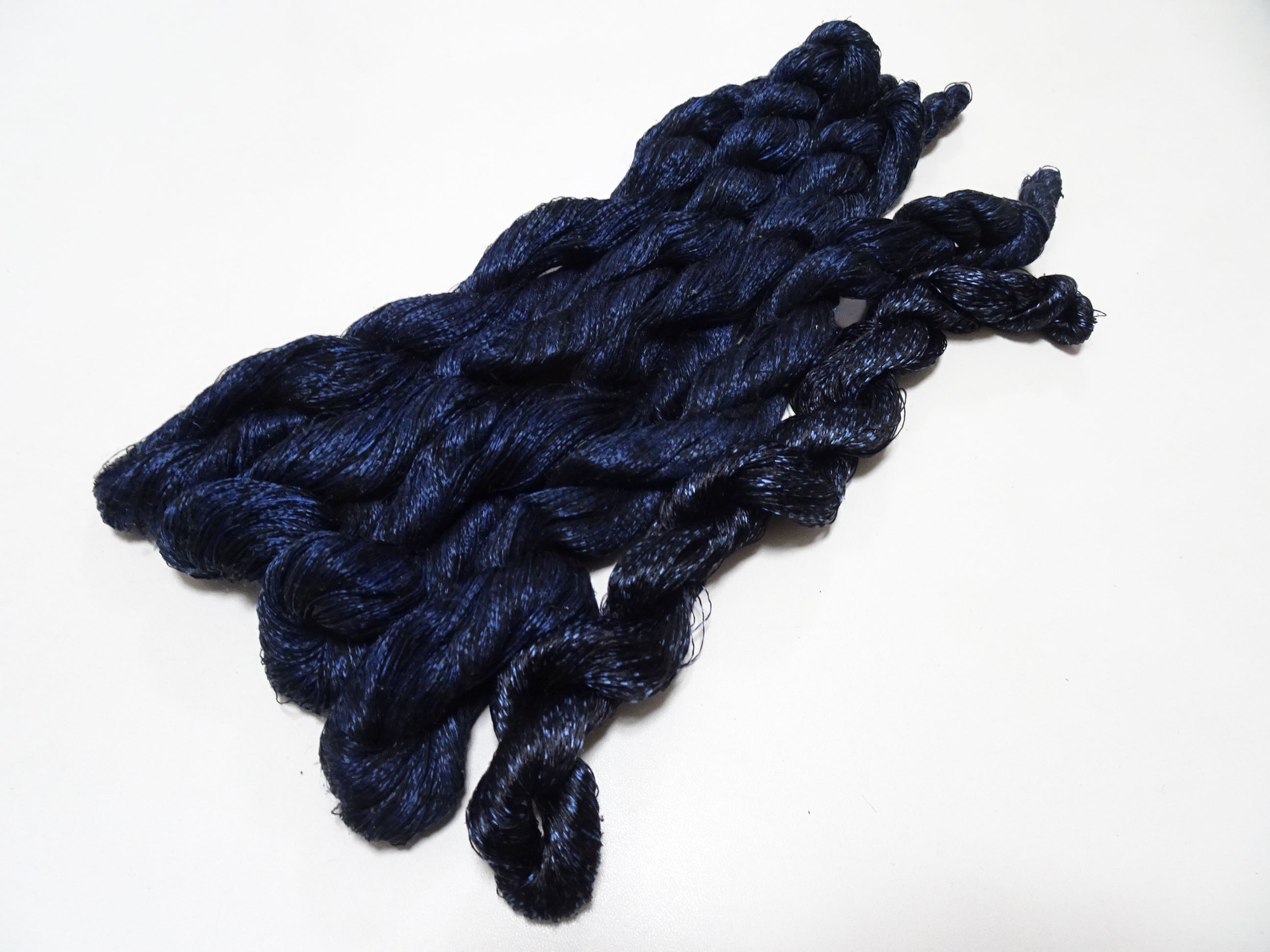 Japanese Vintage Super Rare Indigo Mud Dyeing kasuri loose Twisted Silk Thread Sets Embroidery & weave 13409