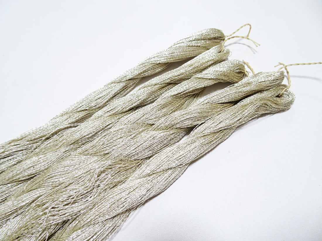 Japanese vintage rare Double Twist high class real silver leaf thread 5sets embroidery 12390