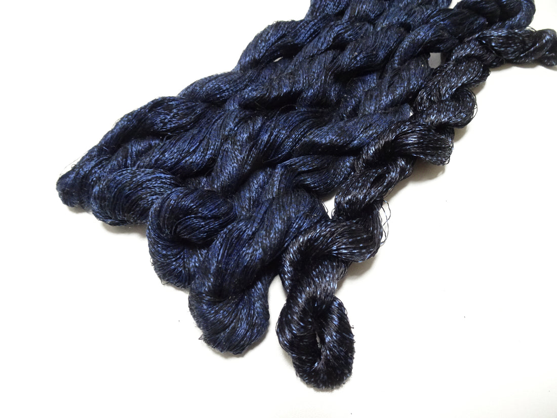 Japanese Vintage Super Rare Indigo Mud Dyeing kasuri loose Twisted Silk Thread Sets Embroidery & weave 13409