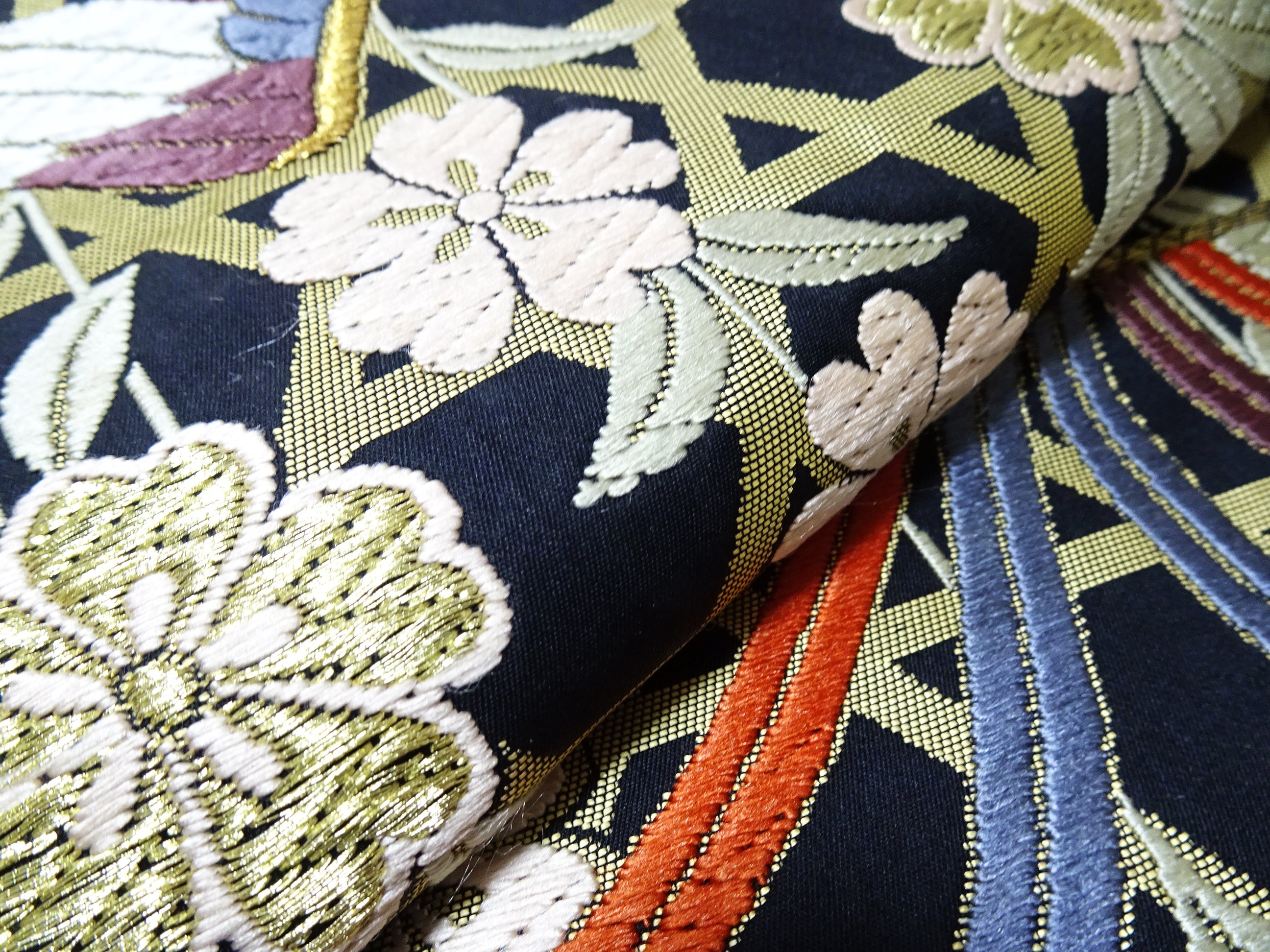 Japanese Kimono Silk Fukuro Karaori Woven cherry blossoms Pattern 12166