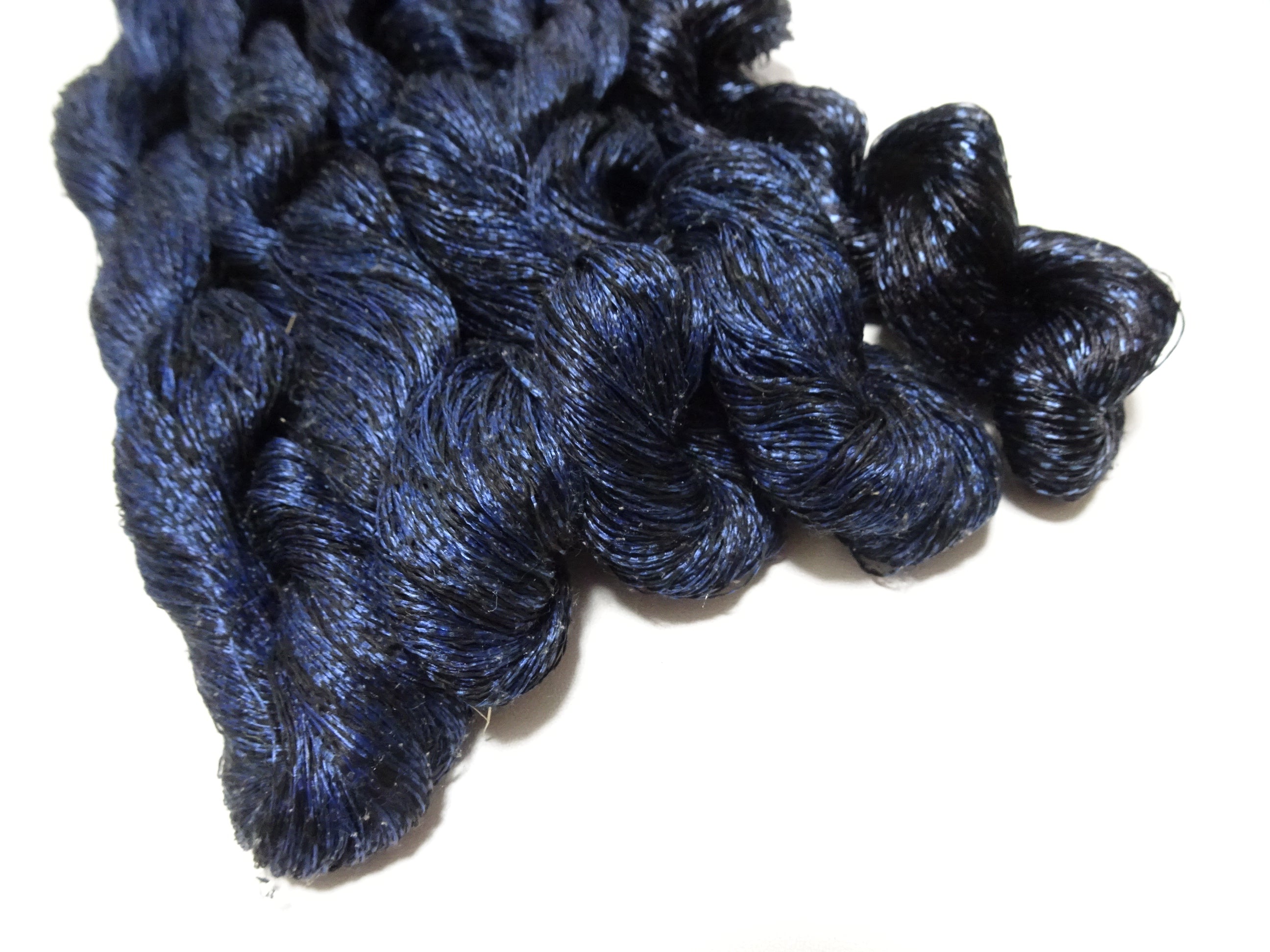 Japanese Vintage Super Rare Indigo Mud Dyeing kasuri loose Twisted Silk Thread Sets Embroidery & weave 13409