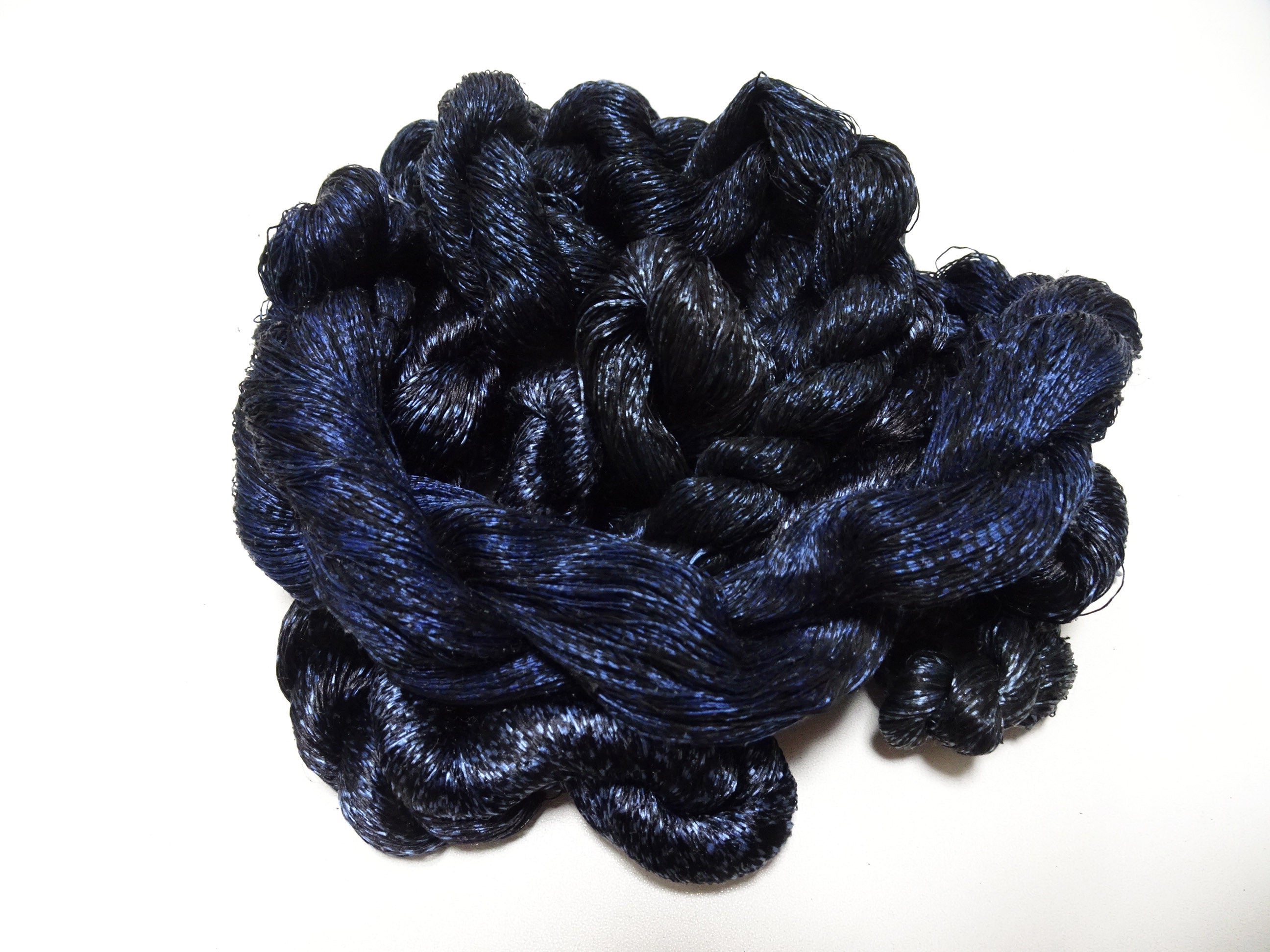 Japanese Vintage Super Rare Indigo Mud Dyeing kasuri loose Twisted Silk Thread Sets Embroidery & weave 13410