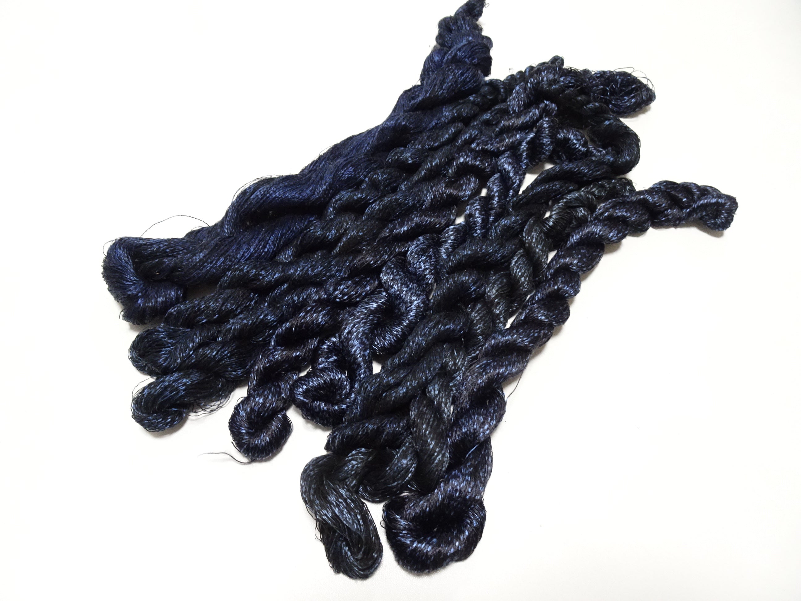 Japanese Vintage Super Rare Indigo Mud Dyeing kasuri loose Twisted Silk Thread Sets Embroidery & weave 13410