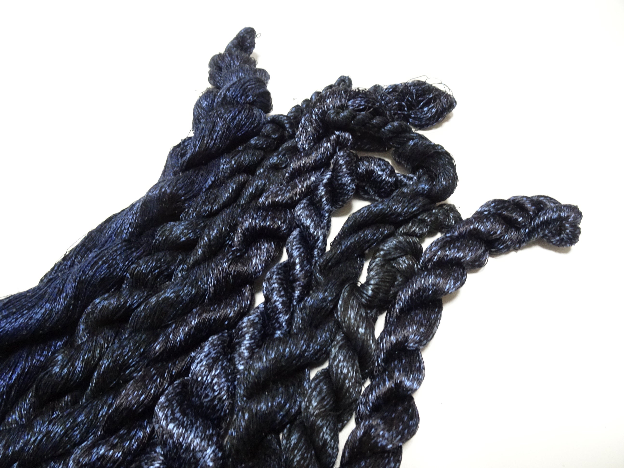 Japanese Vintage Super Rare Indigo Mud Dyeing kasuri loose Twisted Silk Thread Sets Embroidery & weave 13410