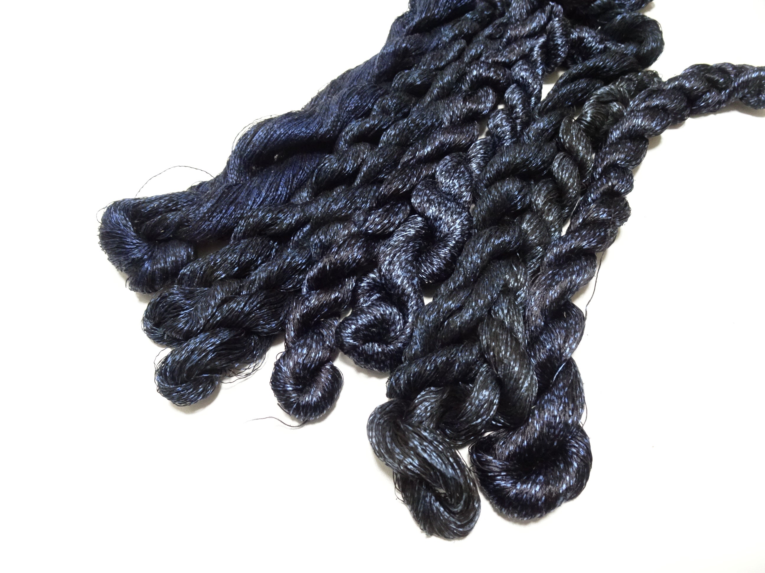 Japanese Vintage Super Rare Indigo Mud Dyeing kasuri loose Twisted Silk Thread Sets Embroidery & weave 13410