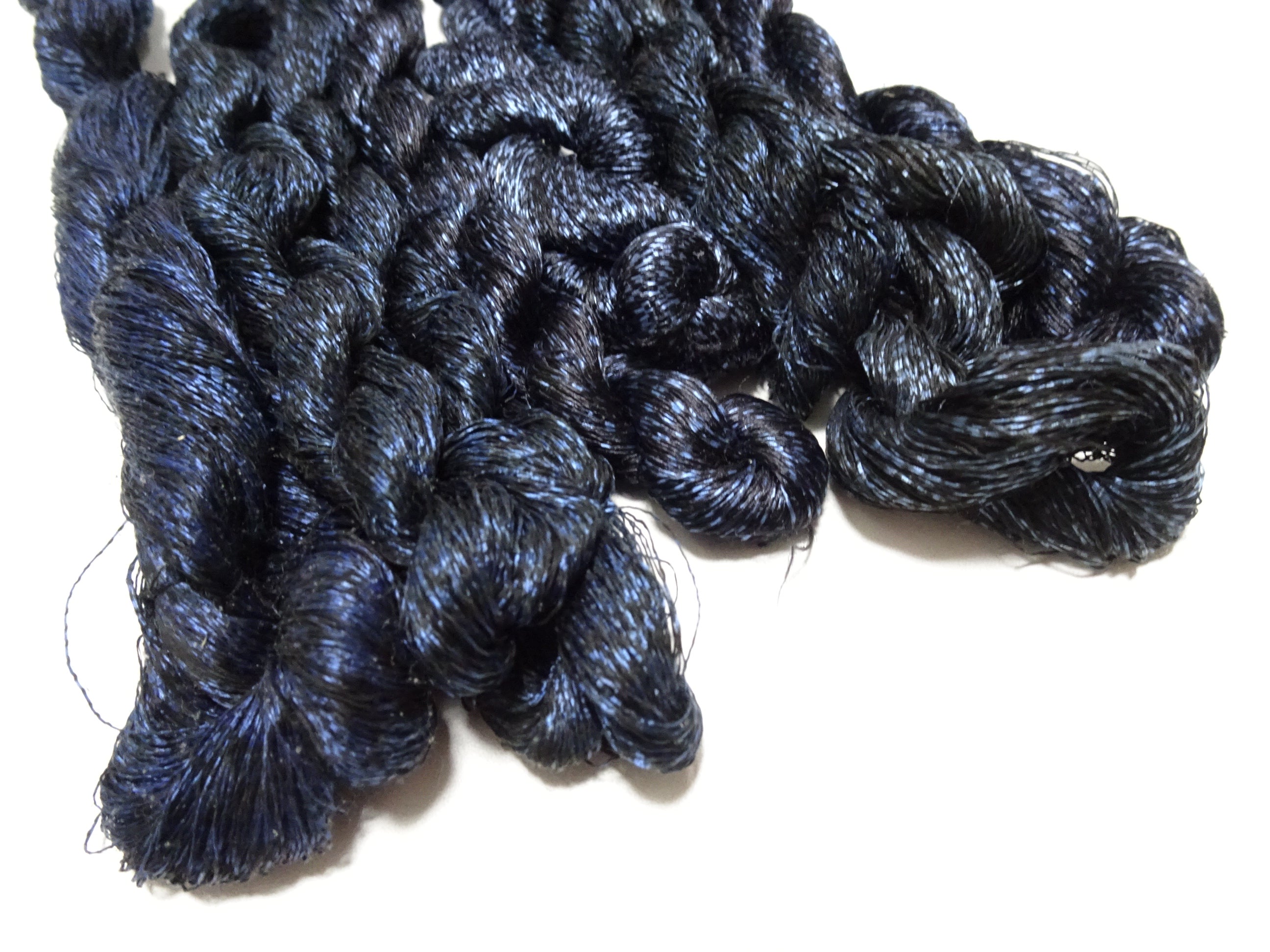 Japanese Vintage Super Rare Indigo Mud Dyeing kasuri loose Twisted Silk Thread Sets Embroidery & weave 13410